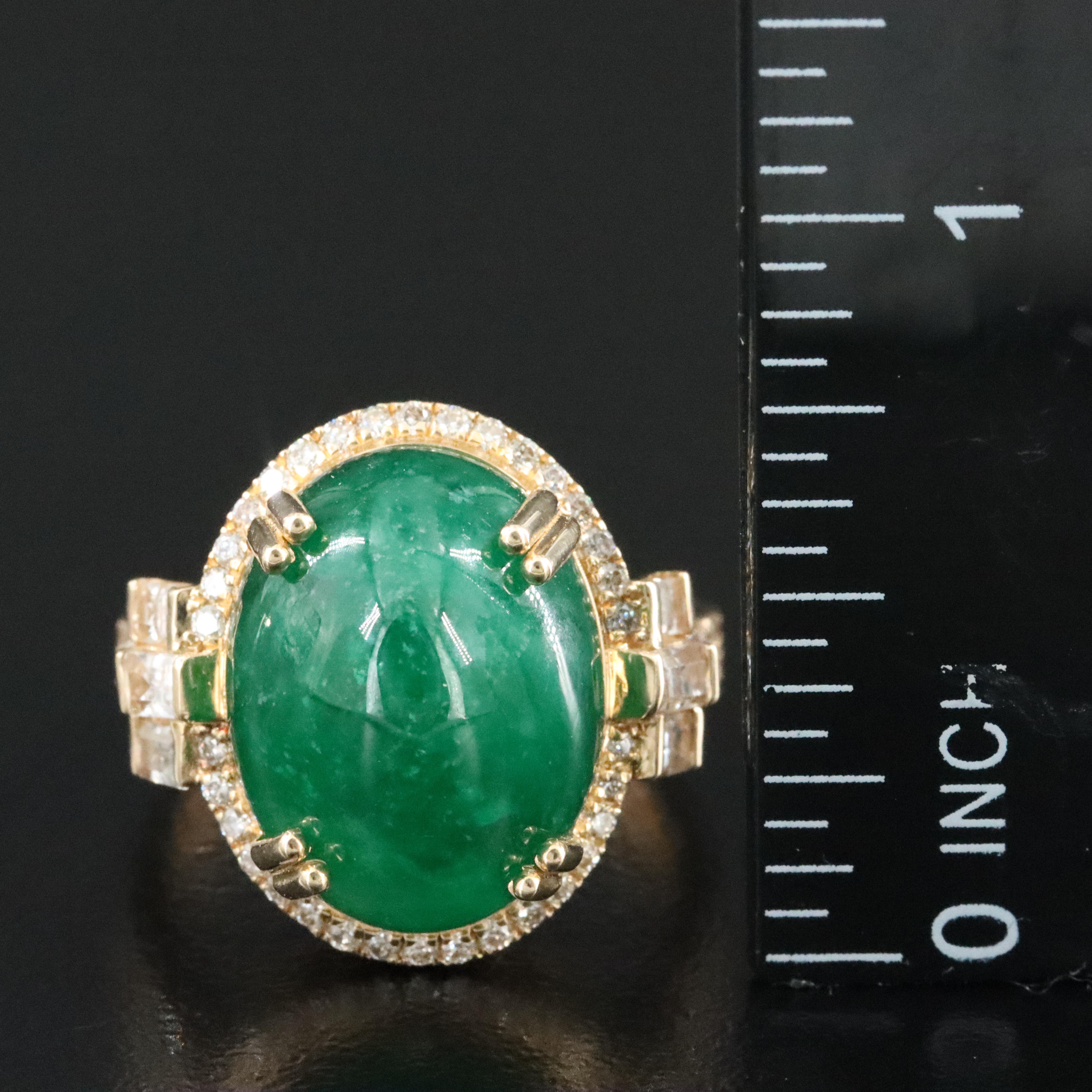 14K 11.54 CT Emerald, Diamond and White Sapphire Ring with IGI Report