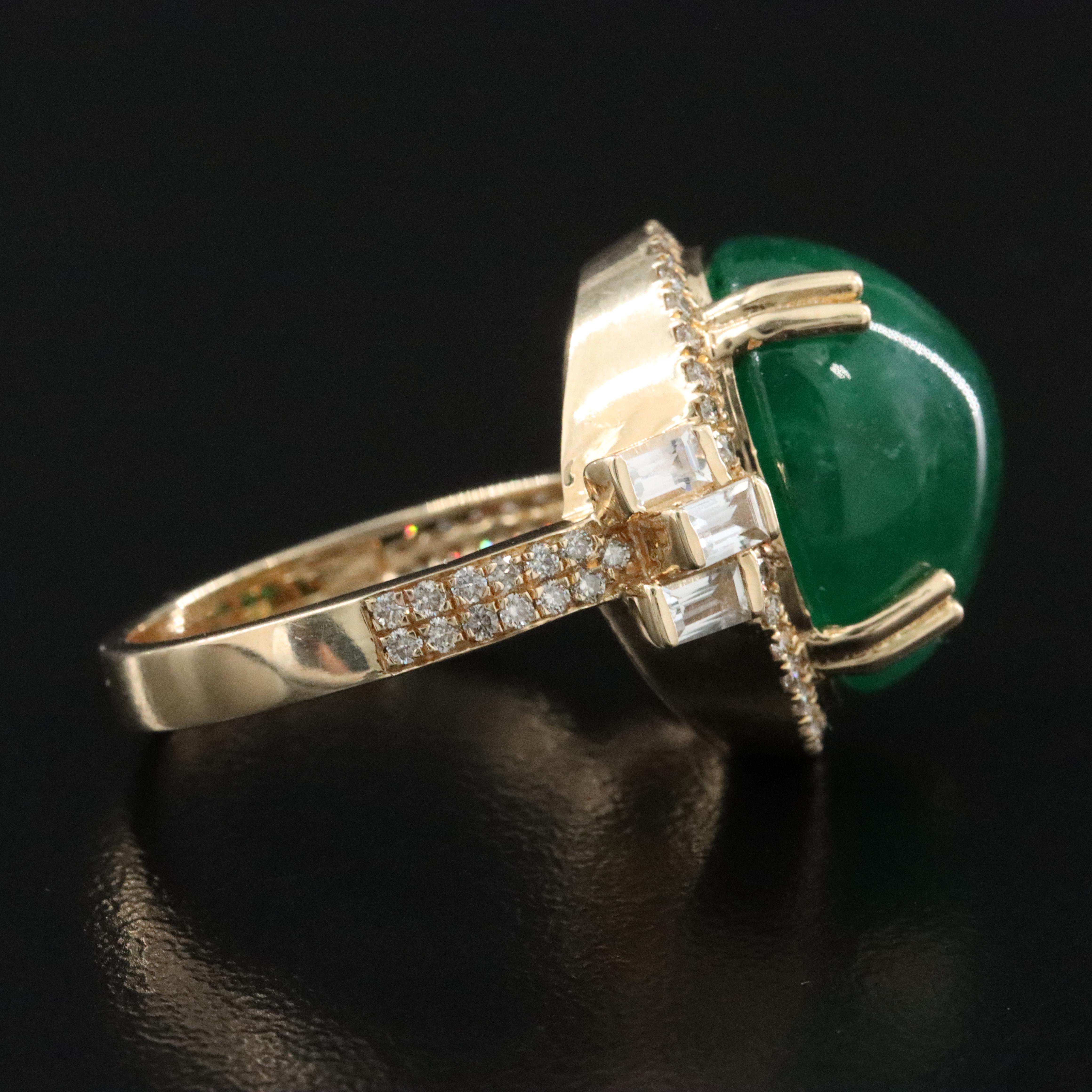 14K 11.54 CT Emerald, Diamond and White Sapphire Ring with IGI Report