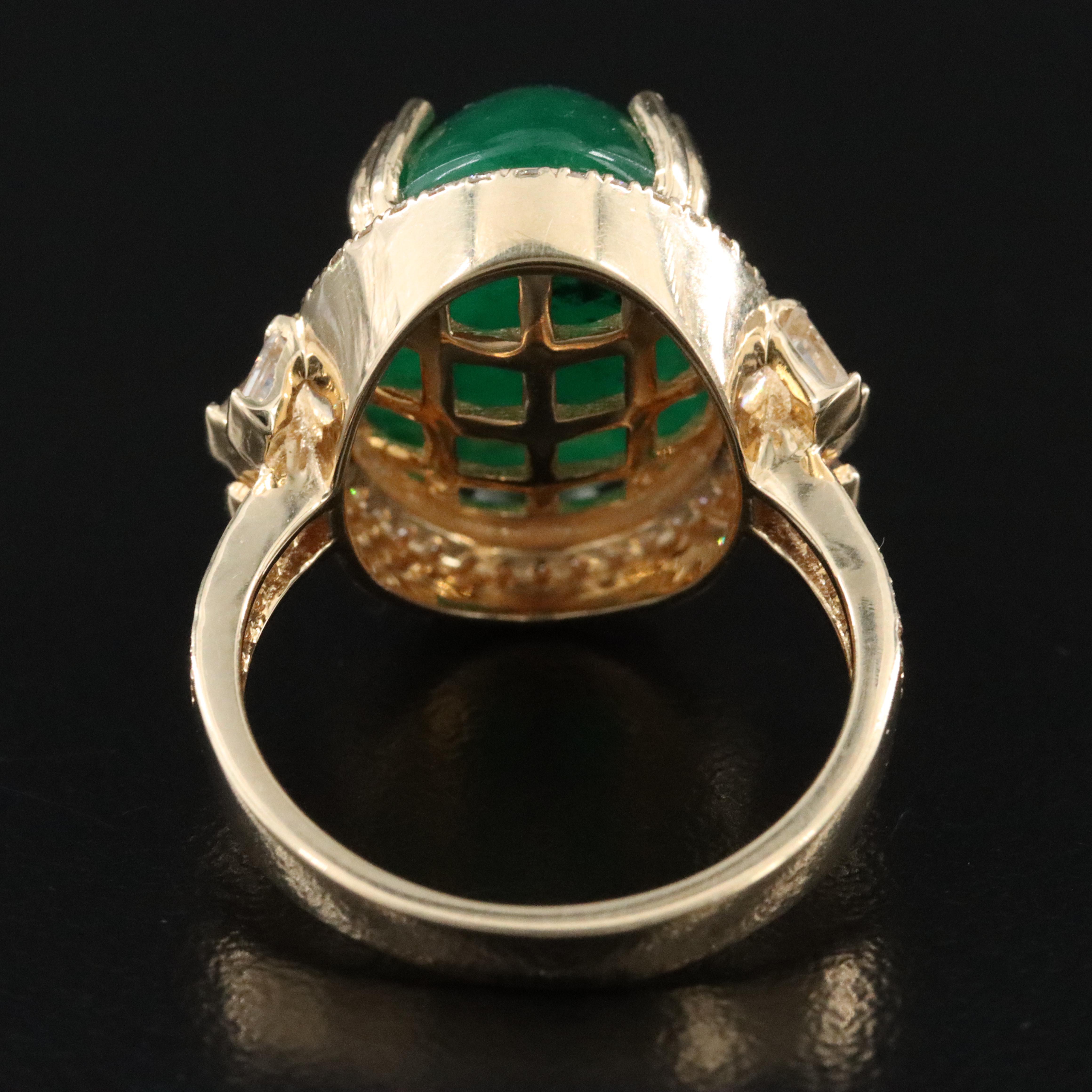 14K 11.54 CT Emerald, Diamond and White Sapphire Ring with IGI Report