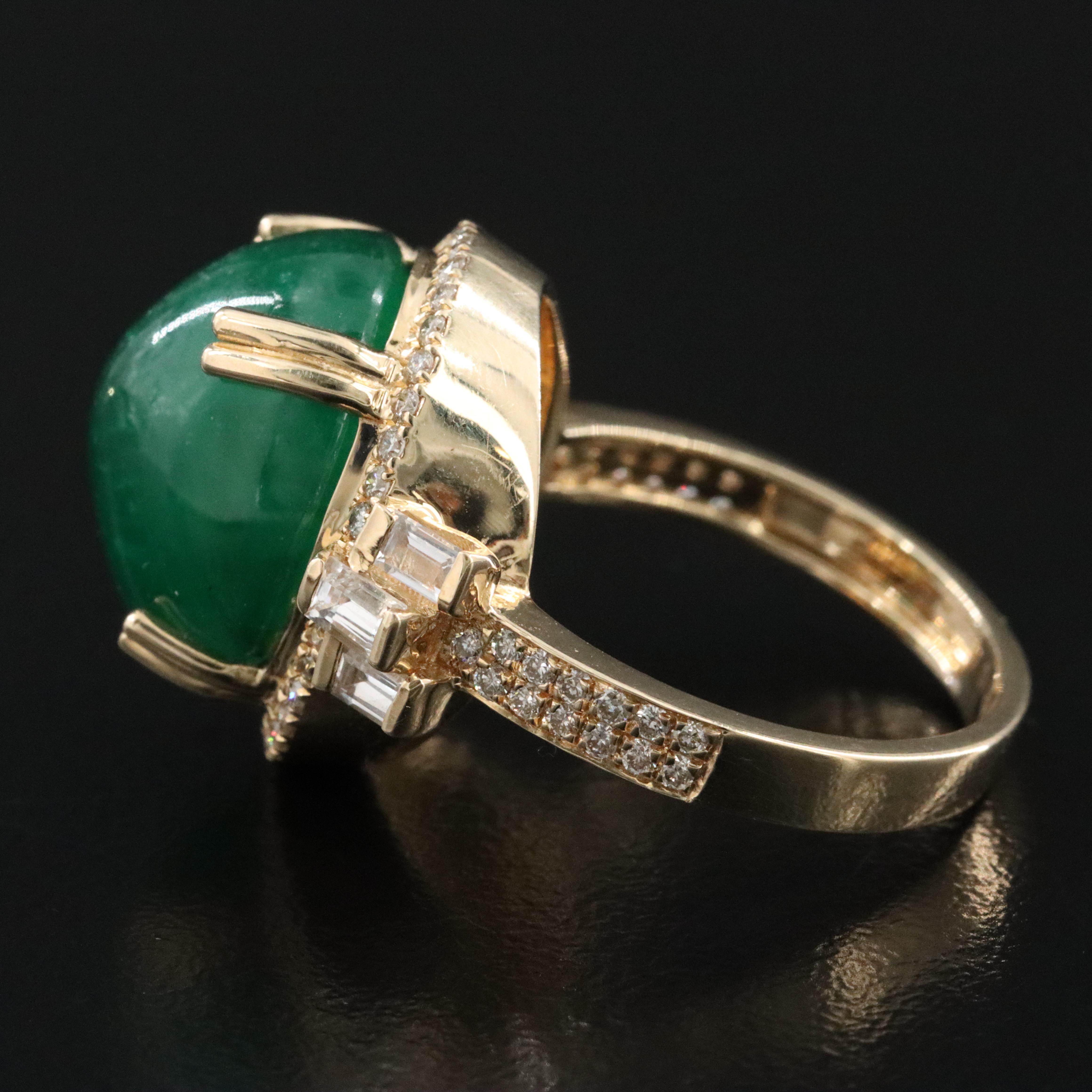 14K 11.54 CT Emerald, Diamond and White Sapphire Ring with IGI Report