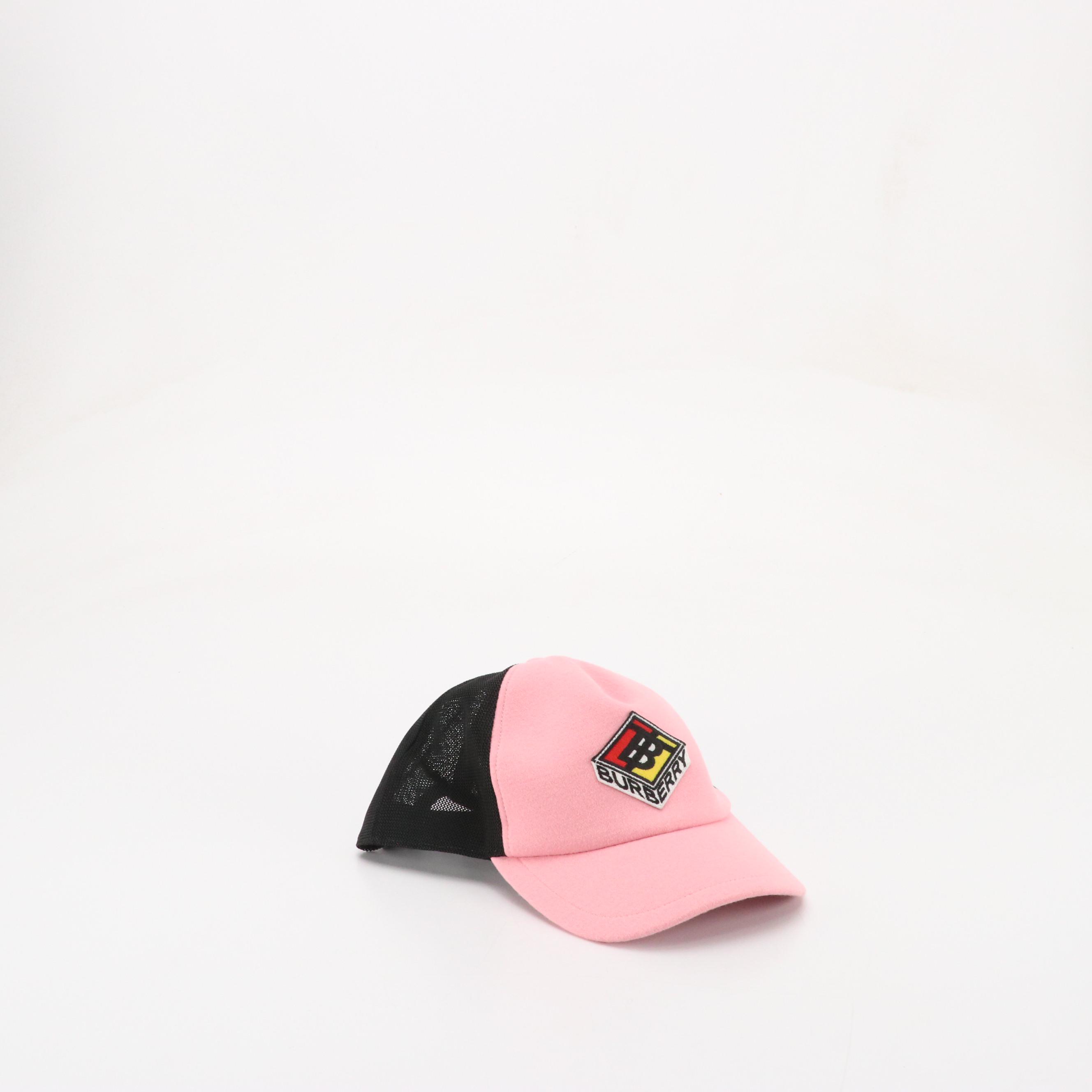 Burberry Pink Wool Logo Accented Trucker Hat