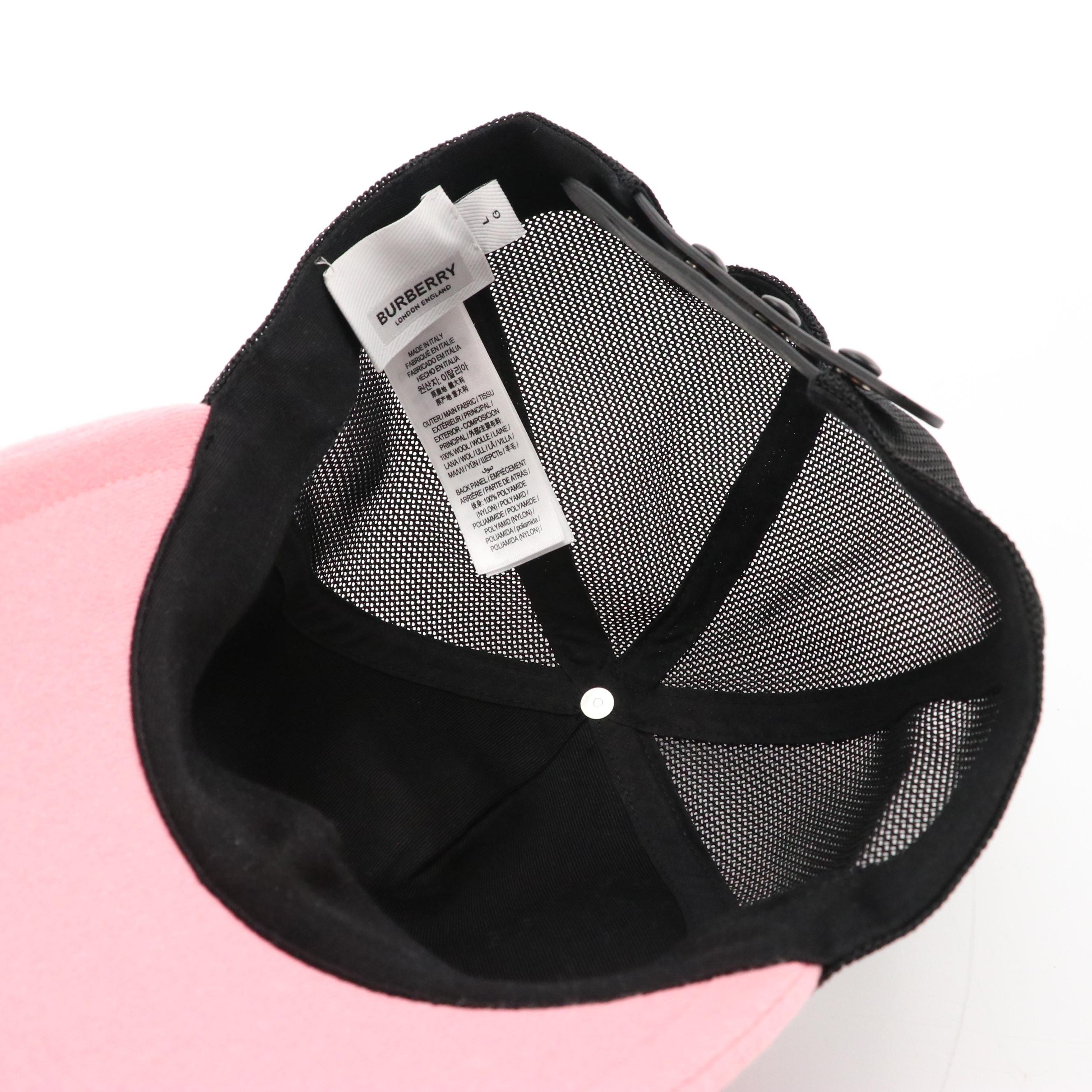 Burberry Pink Wool Logo Accented Trucker Hat