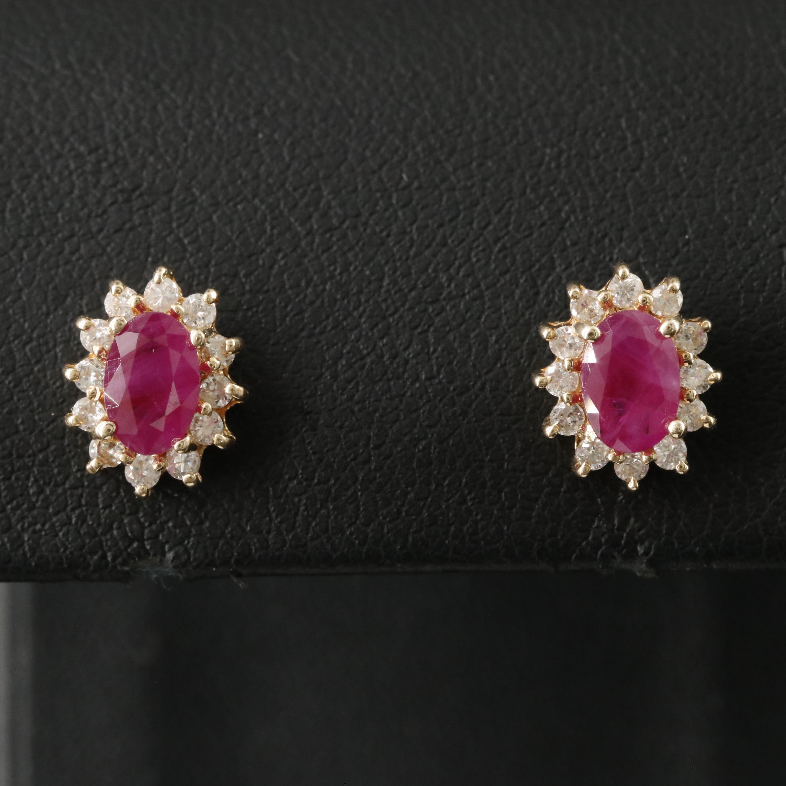 14K Ruby and Diamond Earrings