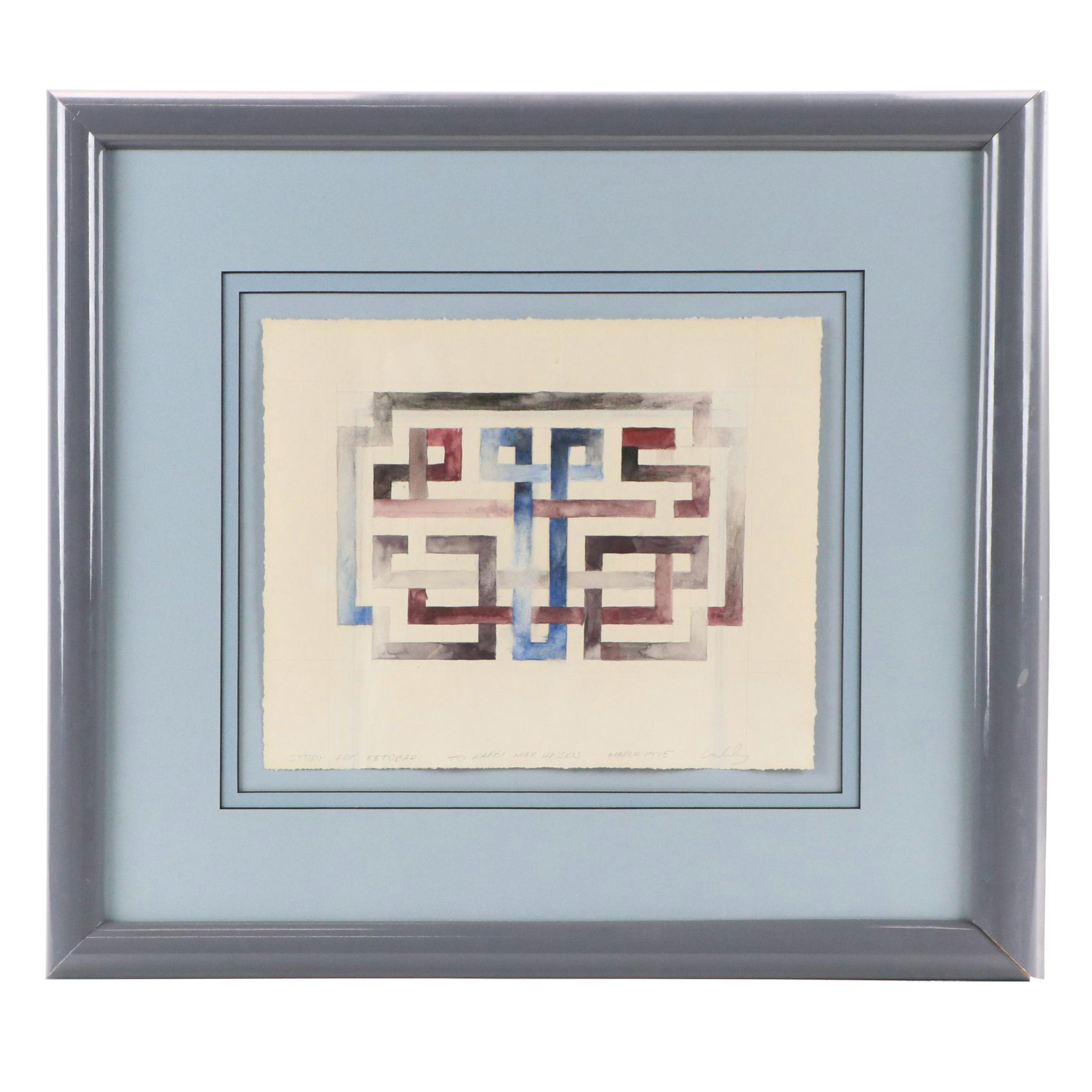 Graphite and Watercolor Sketch "Study for Ketubah," 1975