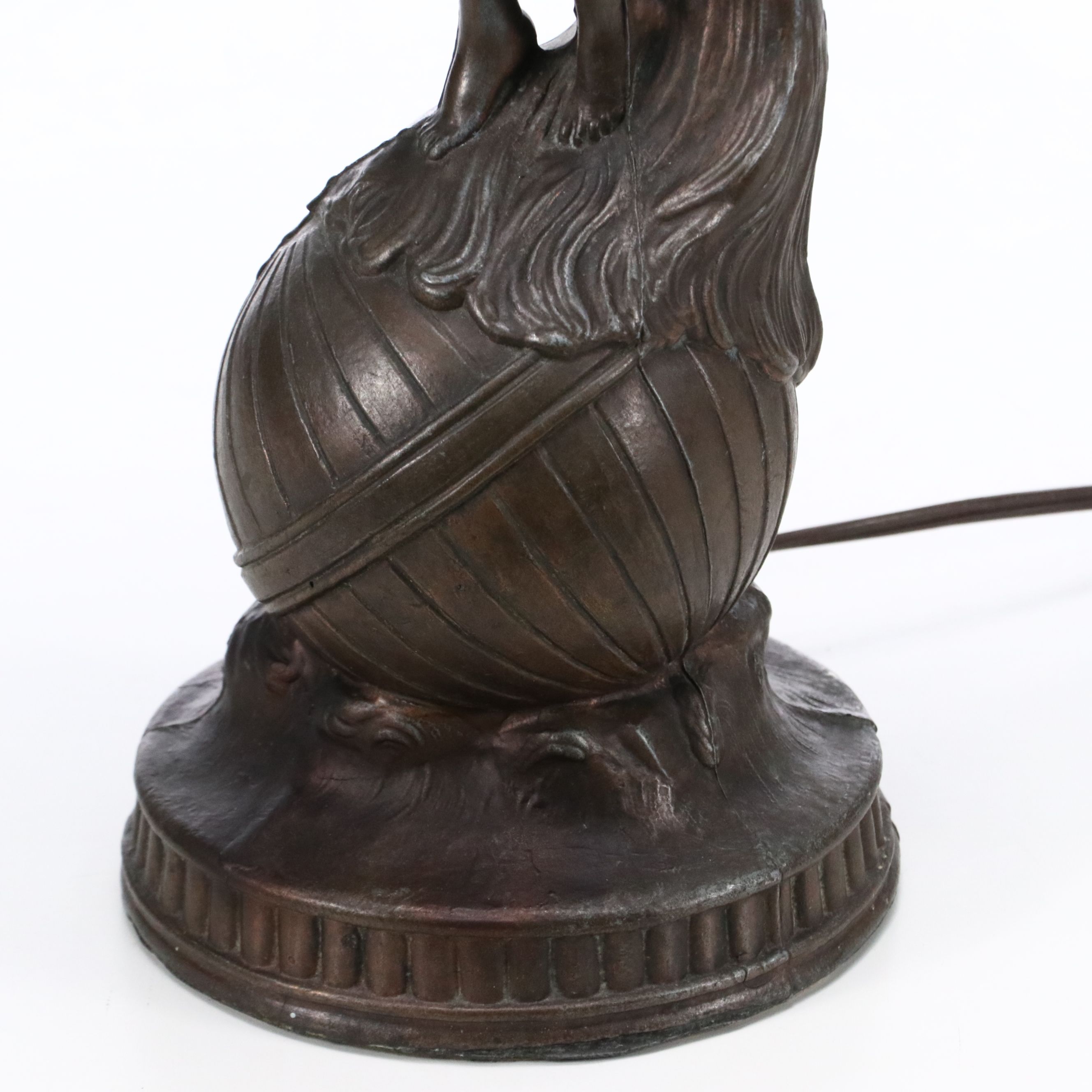 Art Deco Patinated Spelter Figure Accent Lamp, Vintage