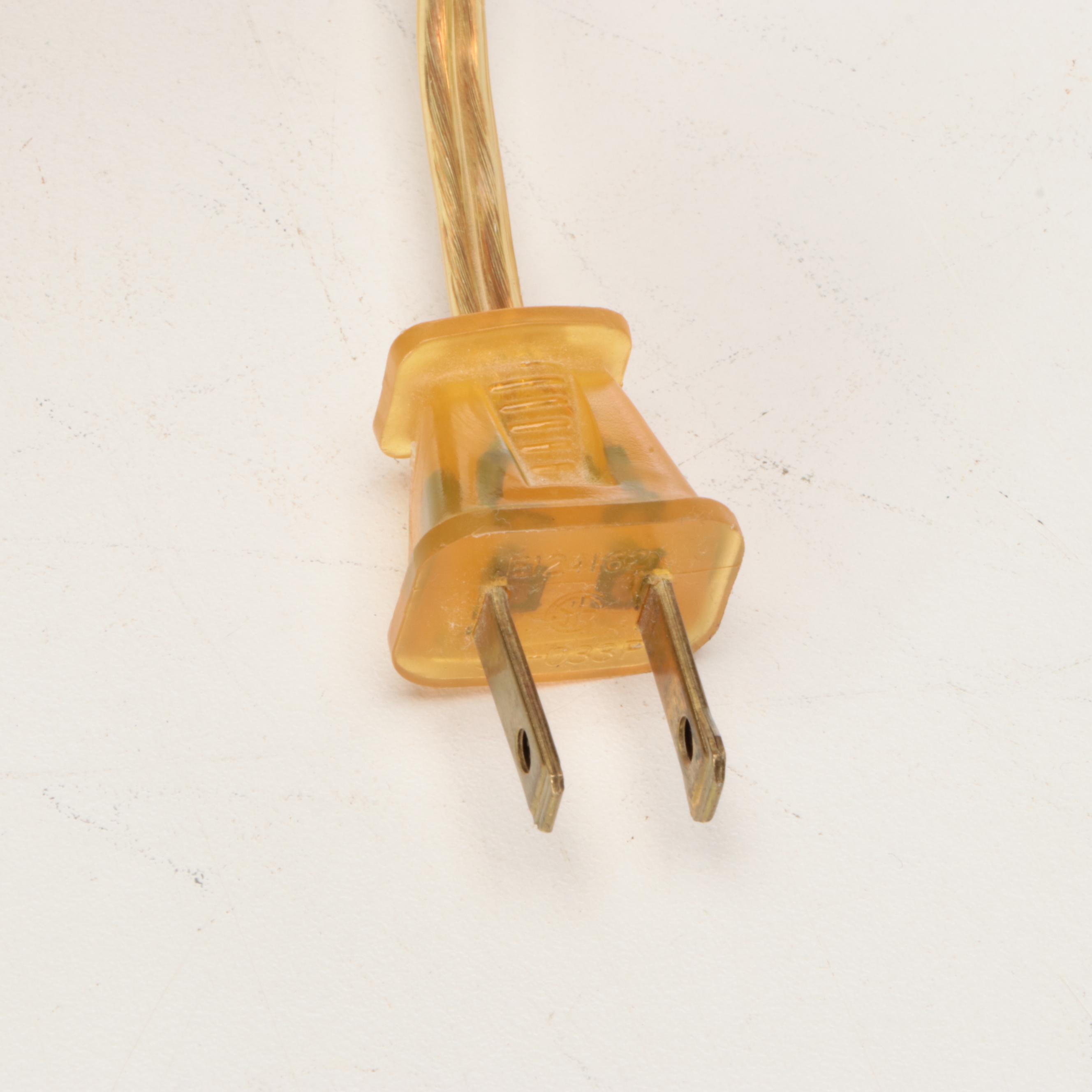 Neoclassical Style Smooth and Reeded Brass Pillar Table Lamps with Silk Shades