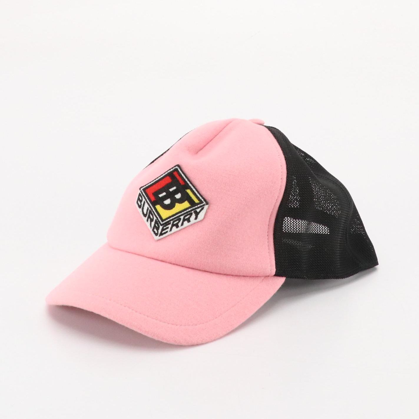 Burberry Pink Wool Logo Accented Trucker Hat
