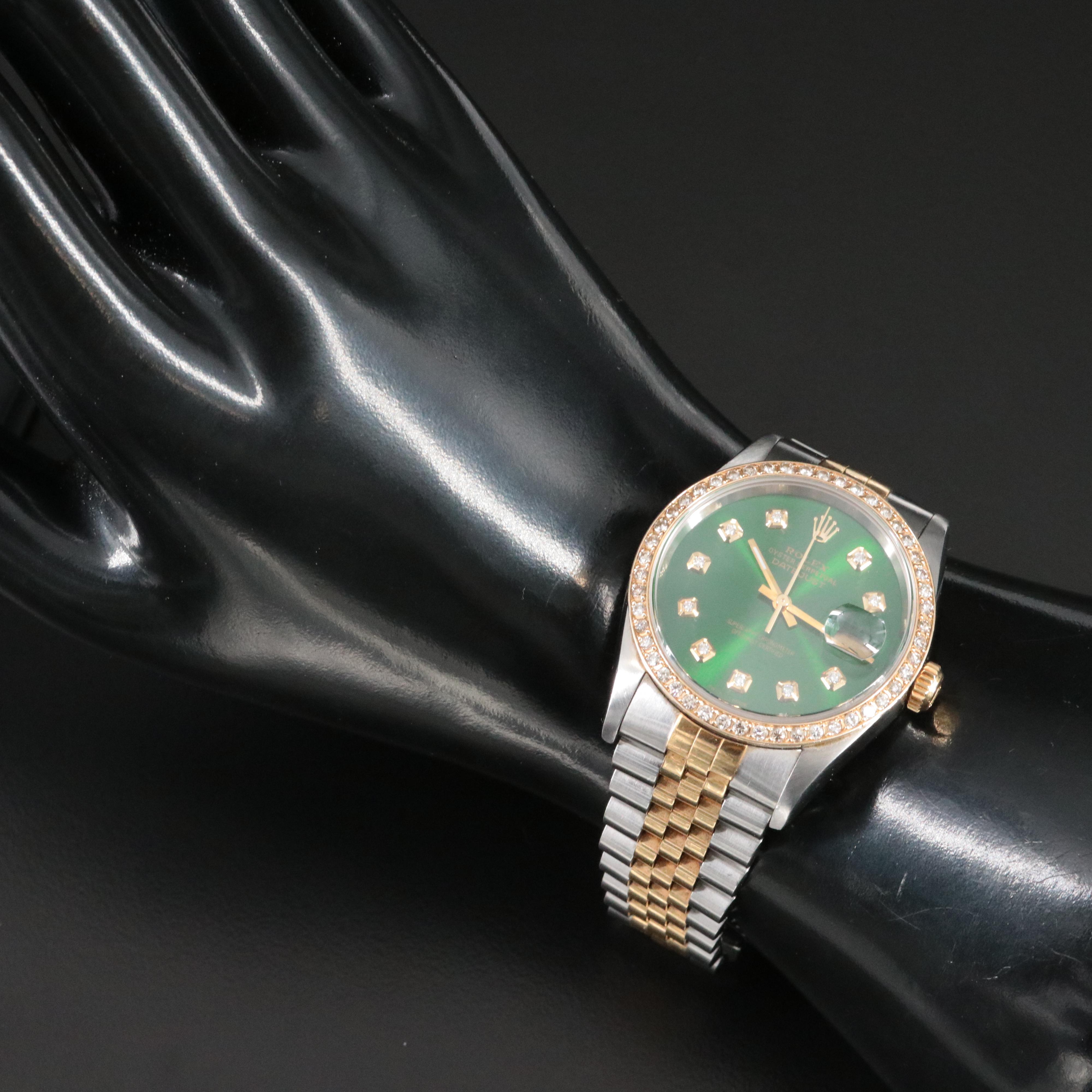 2000 Rolex Datejust 16233 Custom Diamond Watch