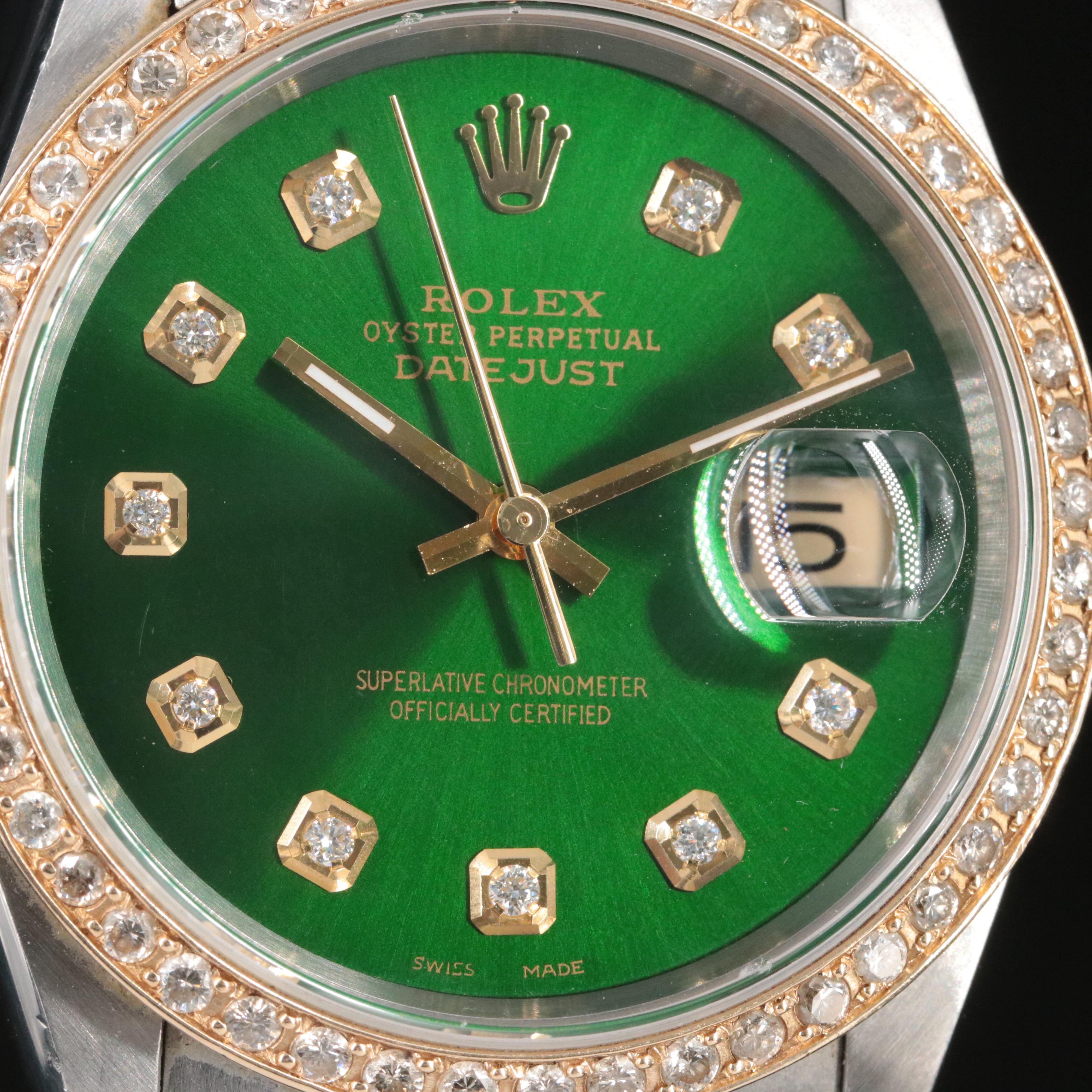 2000 Rolex Datejust 16233 Custom Diamond Watch