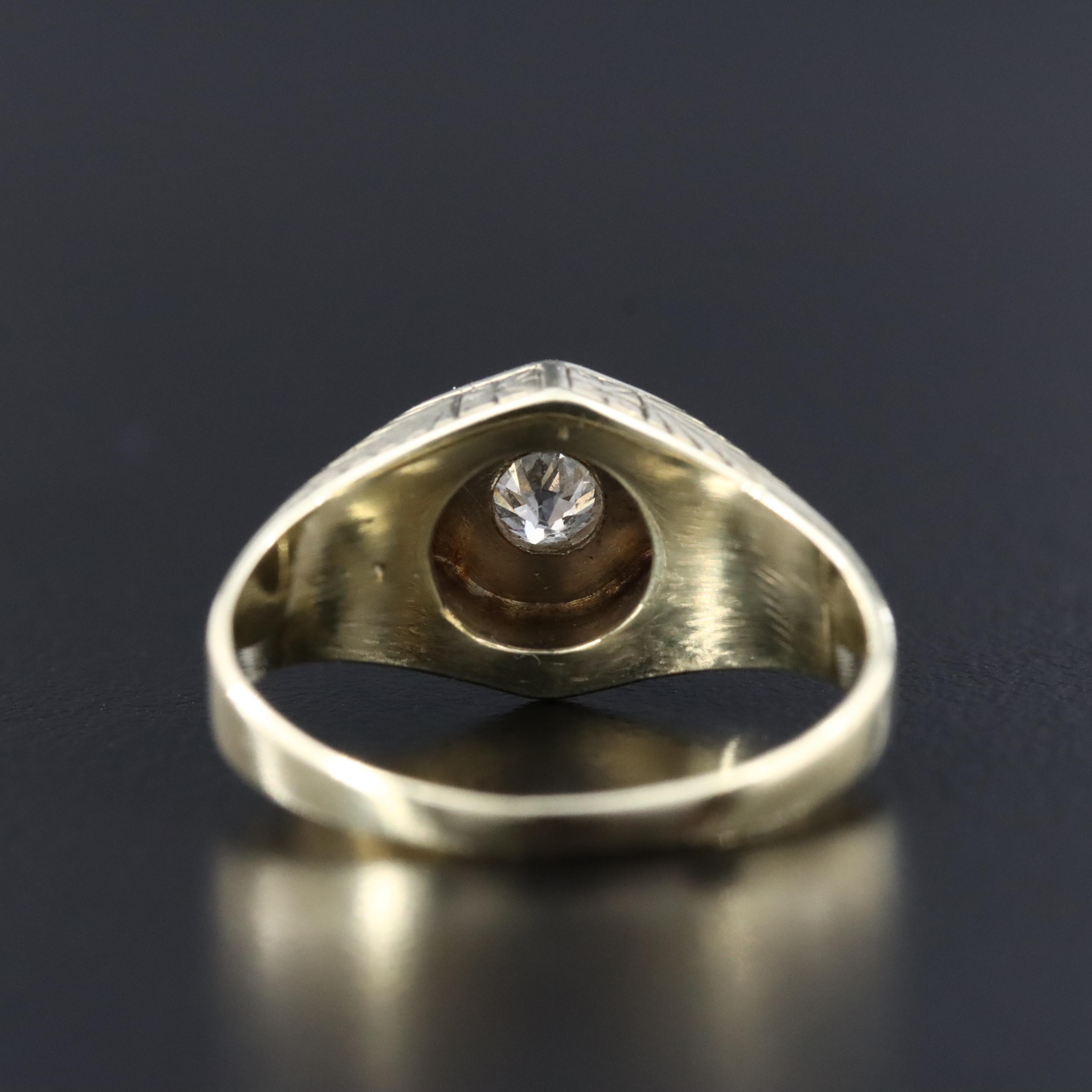 Vintage 14K 0.17 CT Diamond Solitaire Ring with 18K Accent