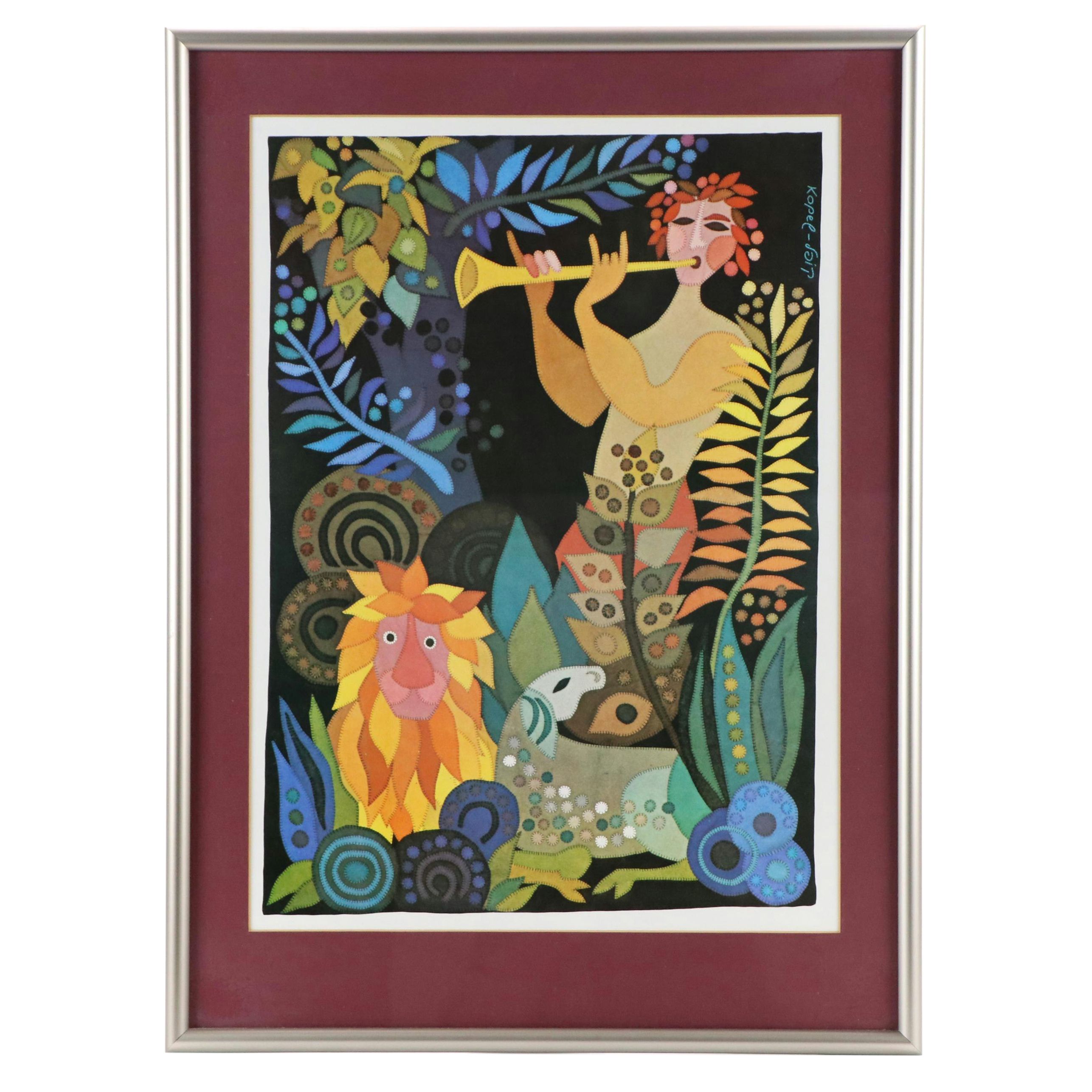 Judaic Folk Art Style Offset Lithographs After Gurwin Kopel