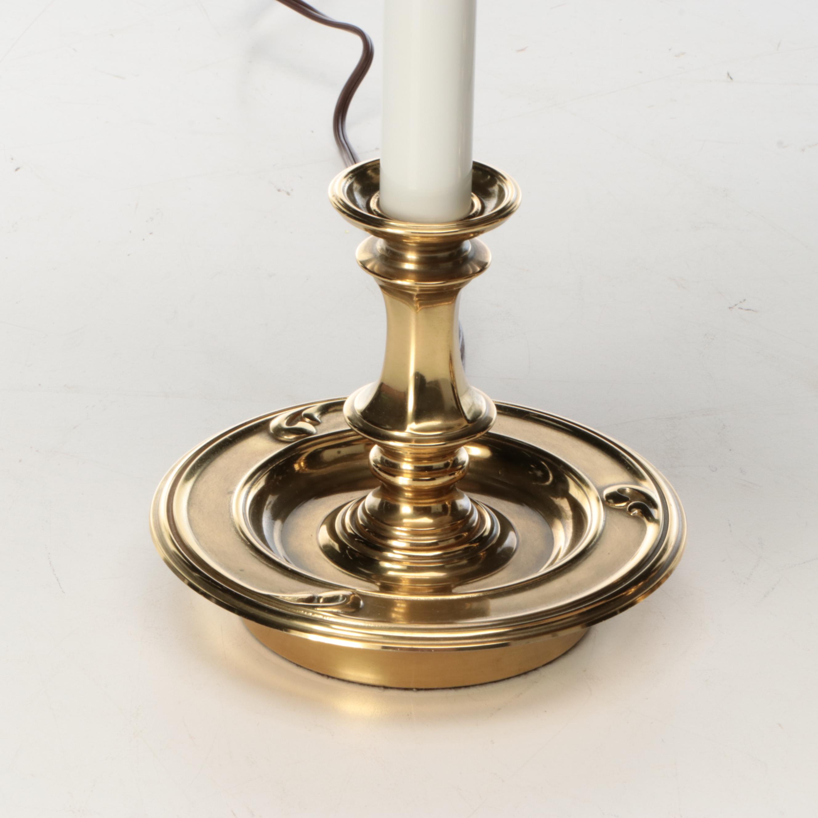 Stiffel and Scallop Brass Candlestick Table Lamps