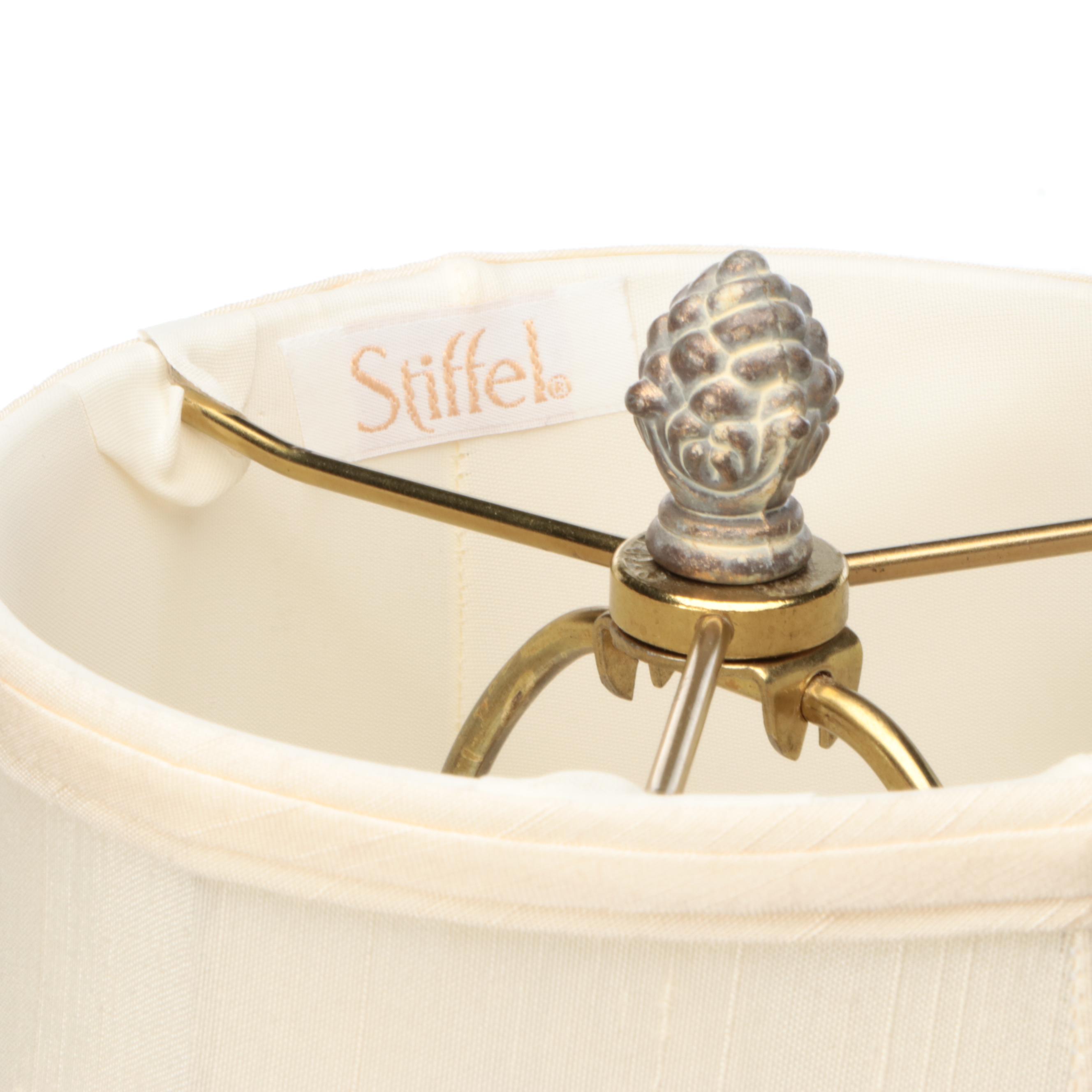 Stiffel and Scallop Brass Candlestick Table Lamps