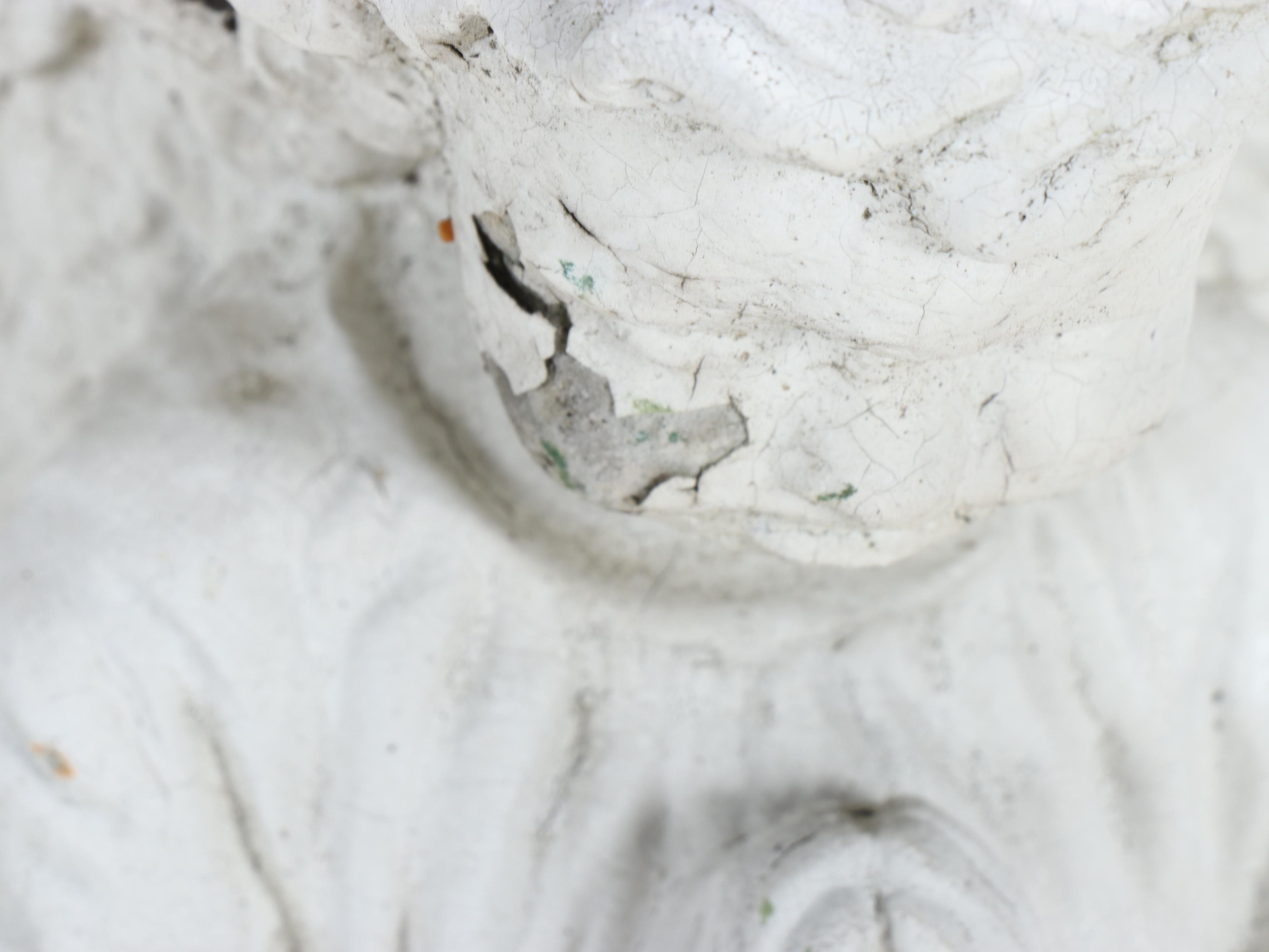 Painted Concrete Mushroom and Angel Garden Statues