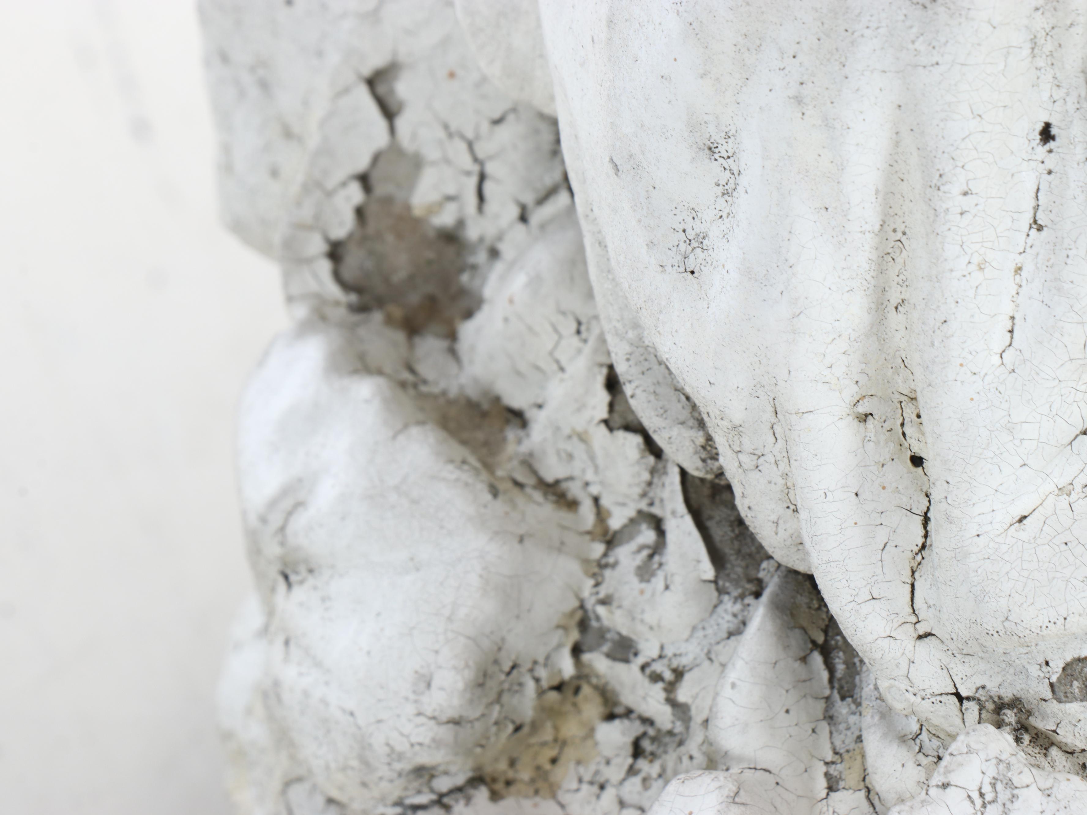 Painted Concrete Mushroom and Angel Garden Statues