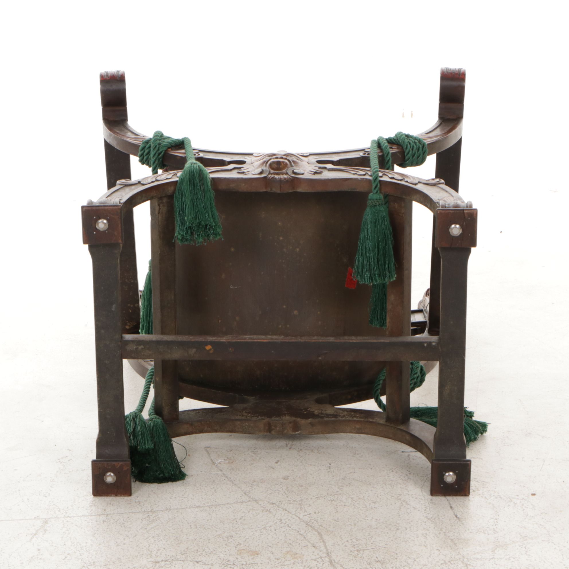 Savonarola Style Chair with Carved North Wind Figures, Early 20th Century