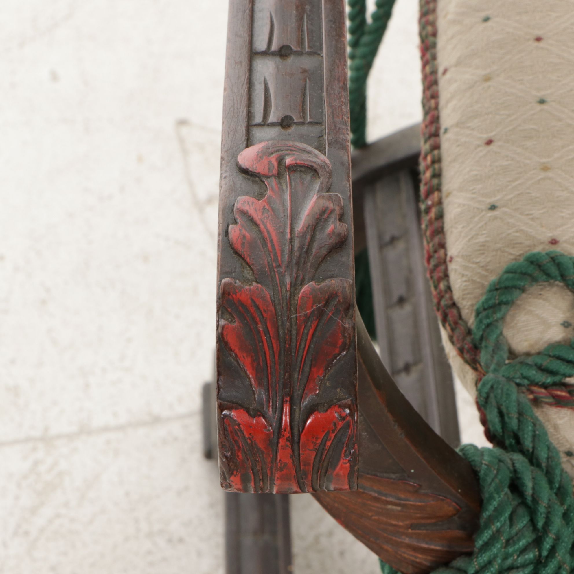 Savonarola Style Chair with Carved North Wind Figures, Early 20th Century