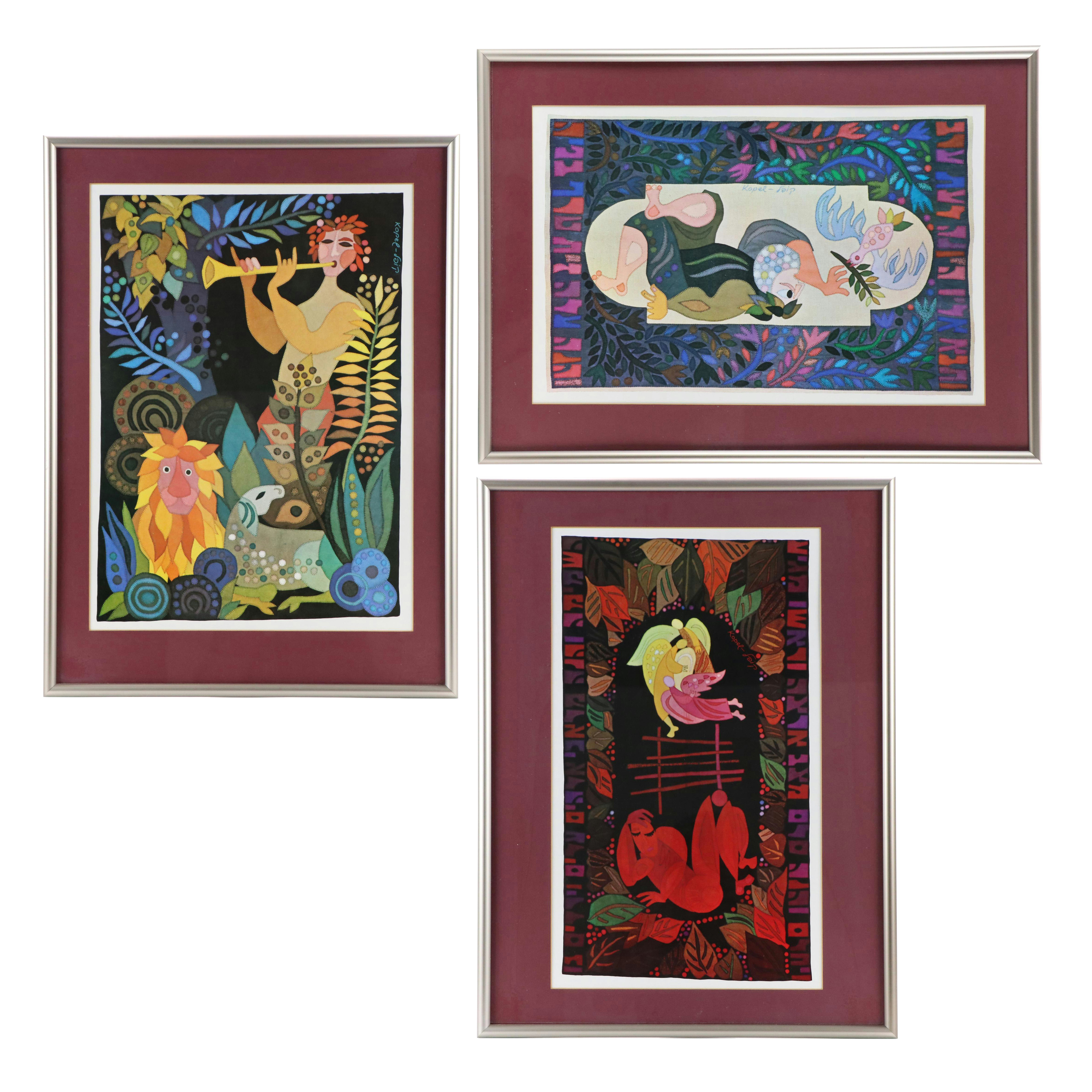 Judaic Folk Art Style Offset Lithographs After Gurwin Kopel