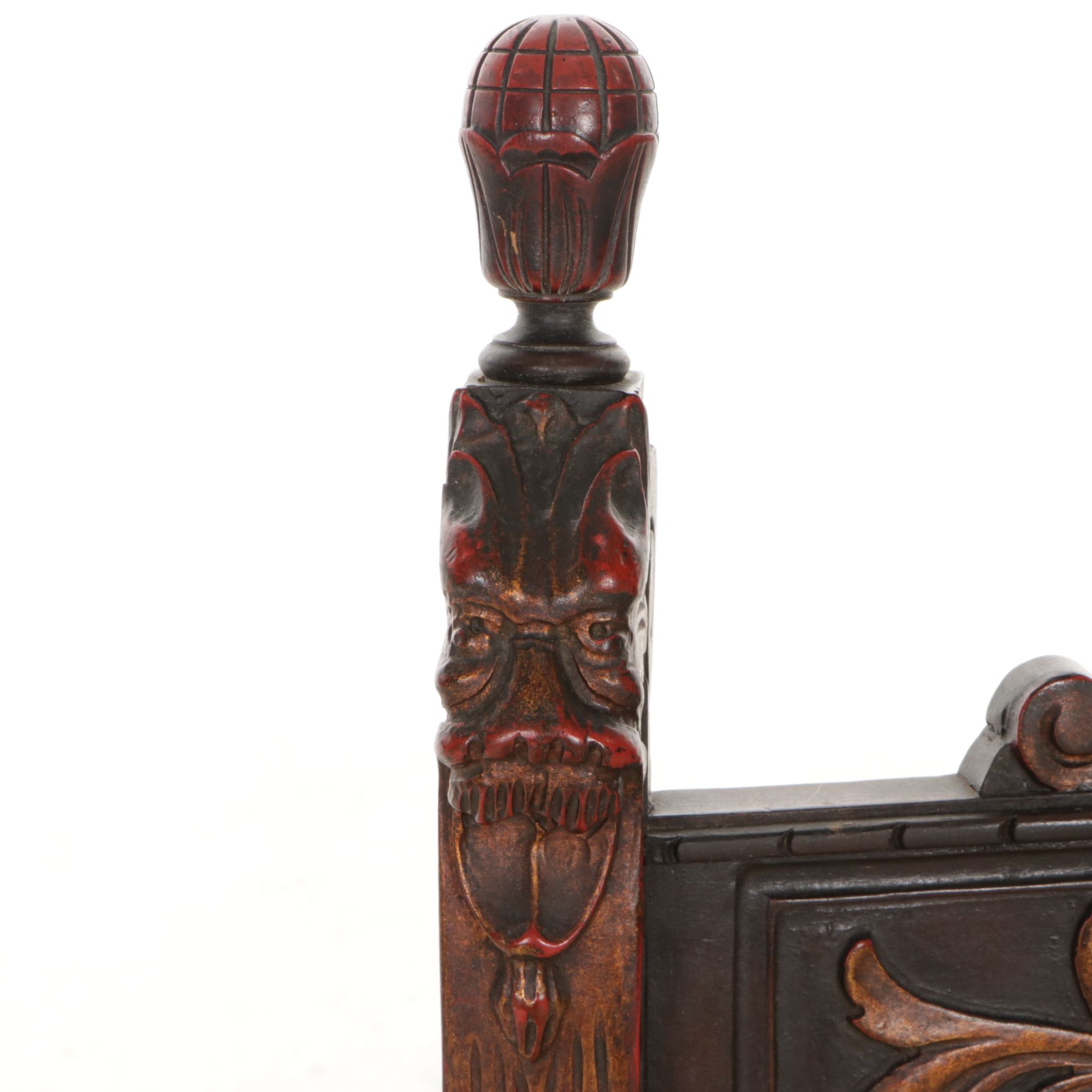 Savonarola Style Chair with Carved North Wind Figures, Early 20th Century
