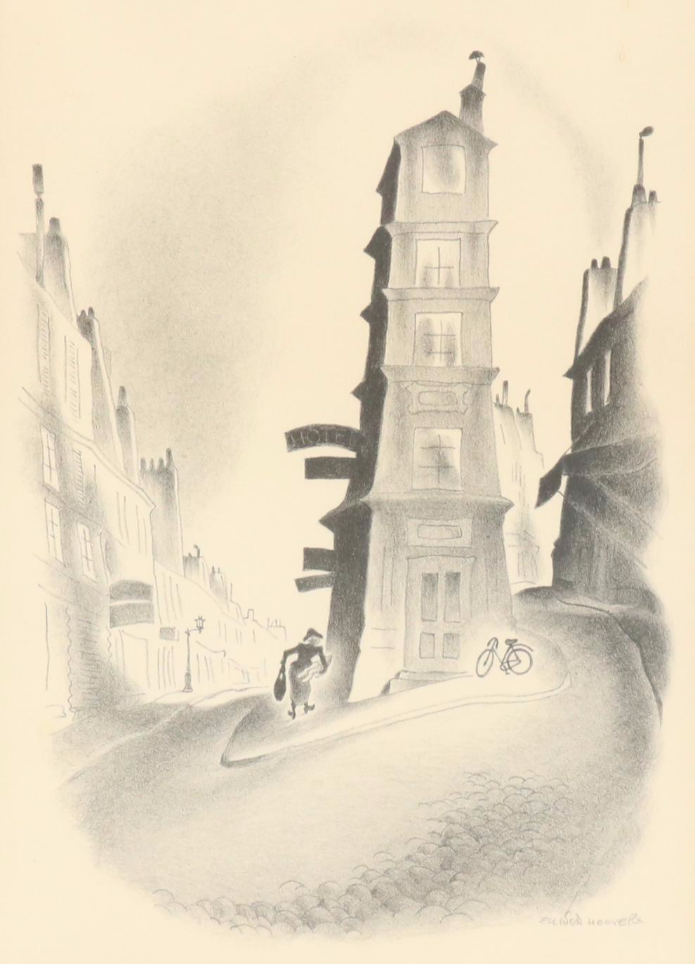 Ellison Hoover Lithograph "Rue De La Lune"