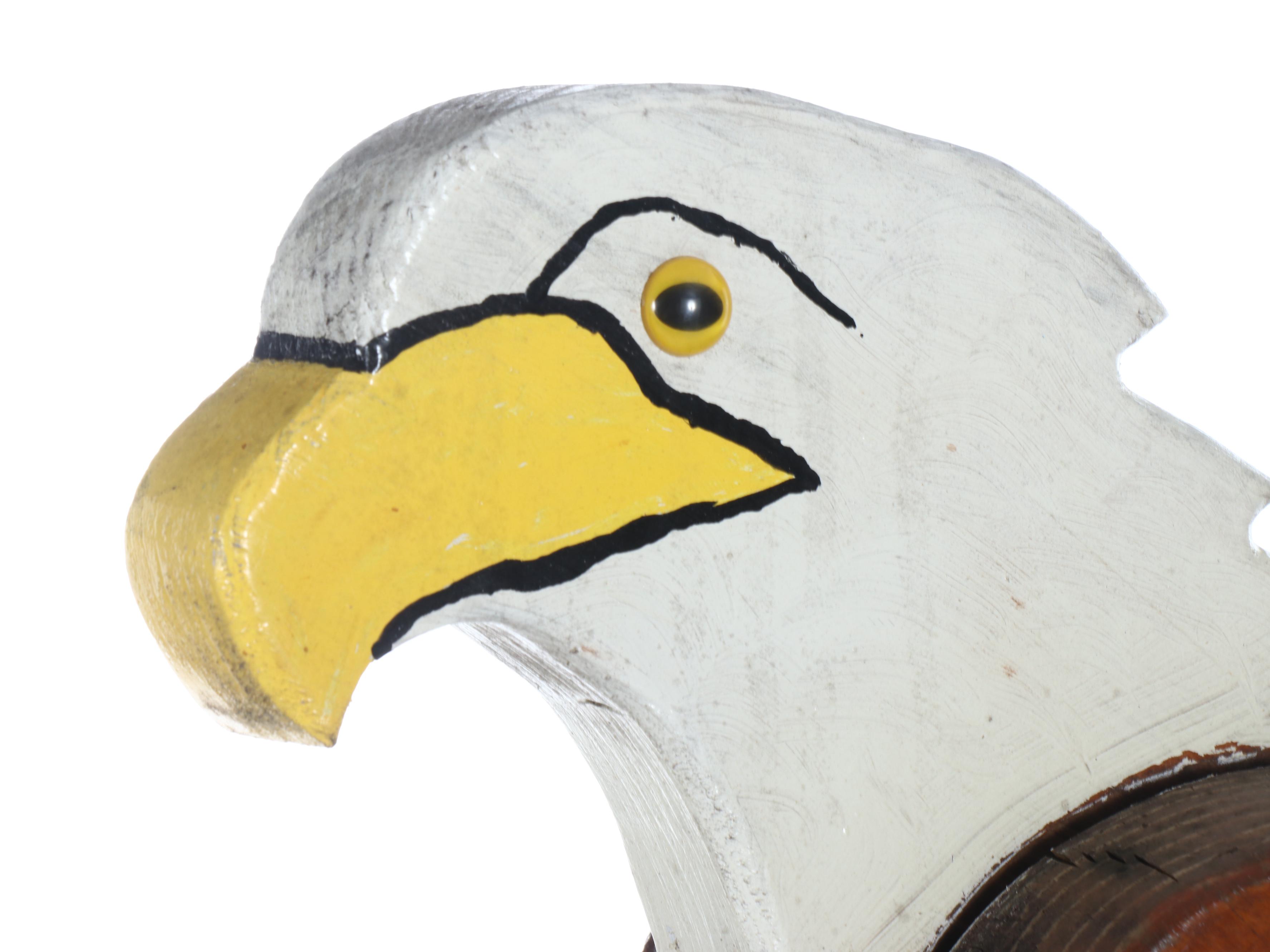 Handcrafted Wooden Bald Eagle Garden Statue