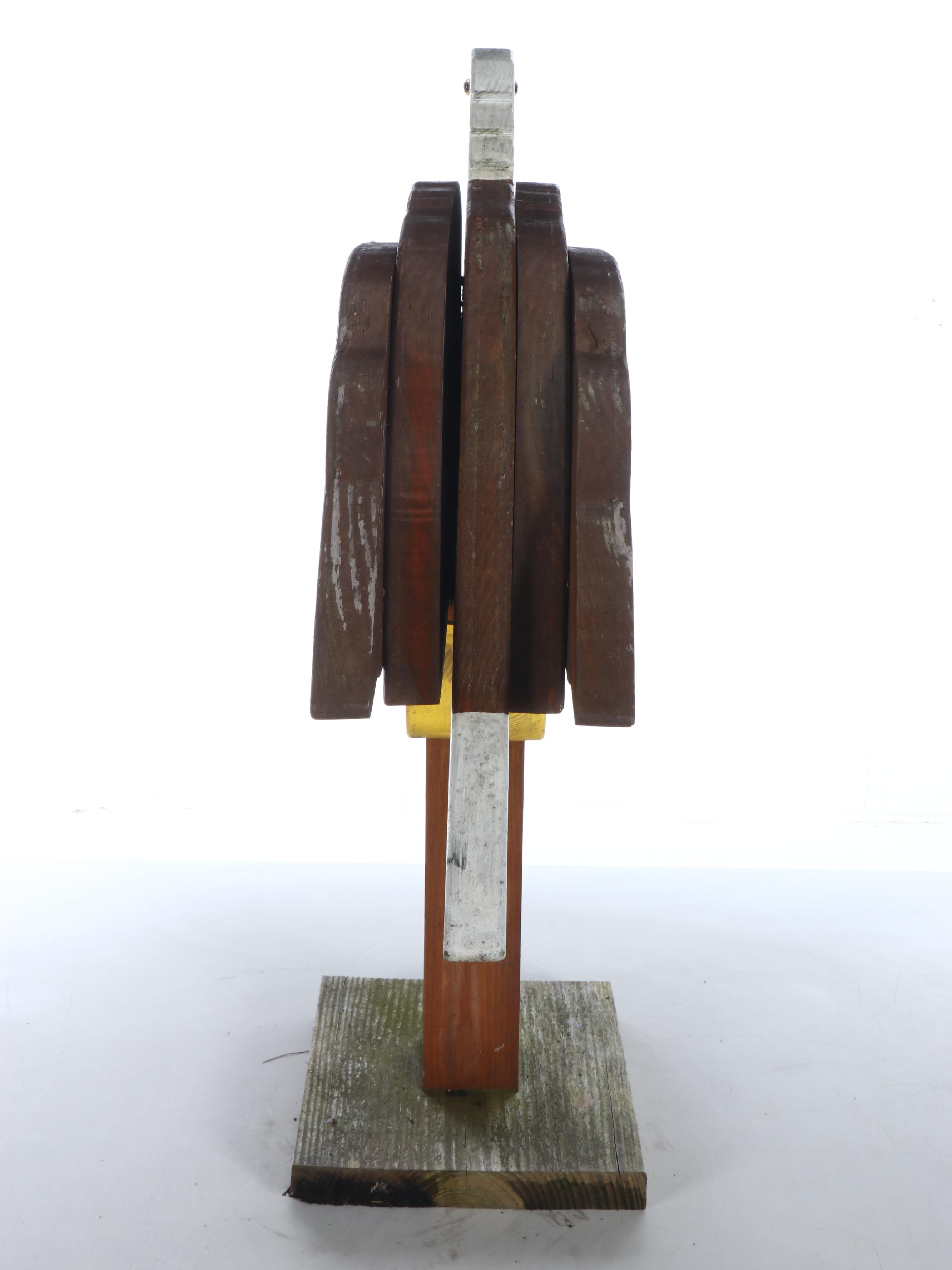 Handcrafted Wooden Bald Eagle Garden Statue