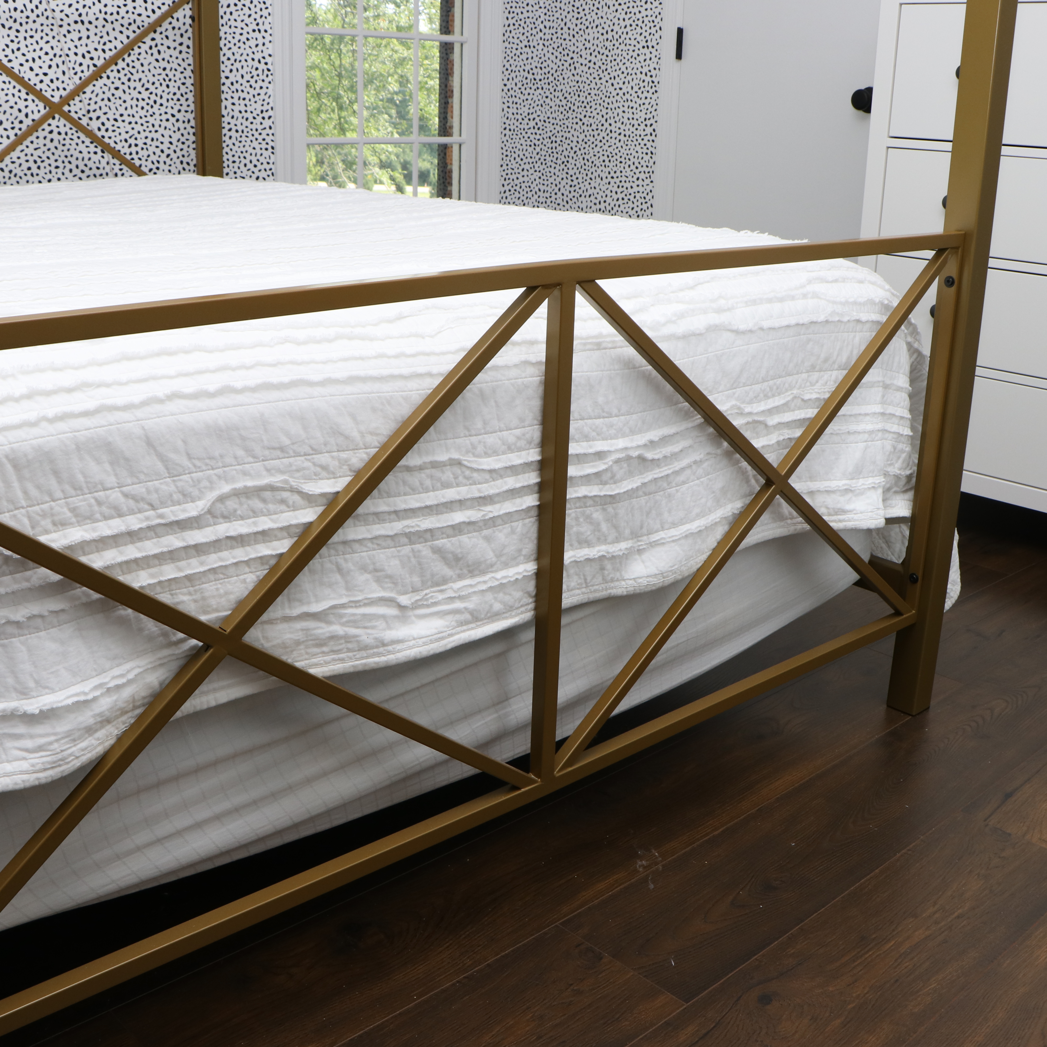 Hollywood Regency Style Metal Canopy Queen Bed Frame
