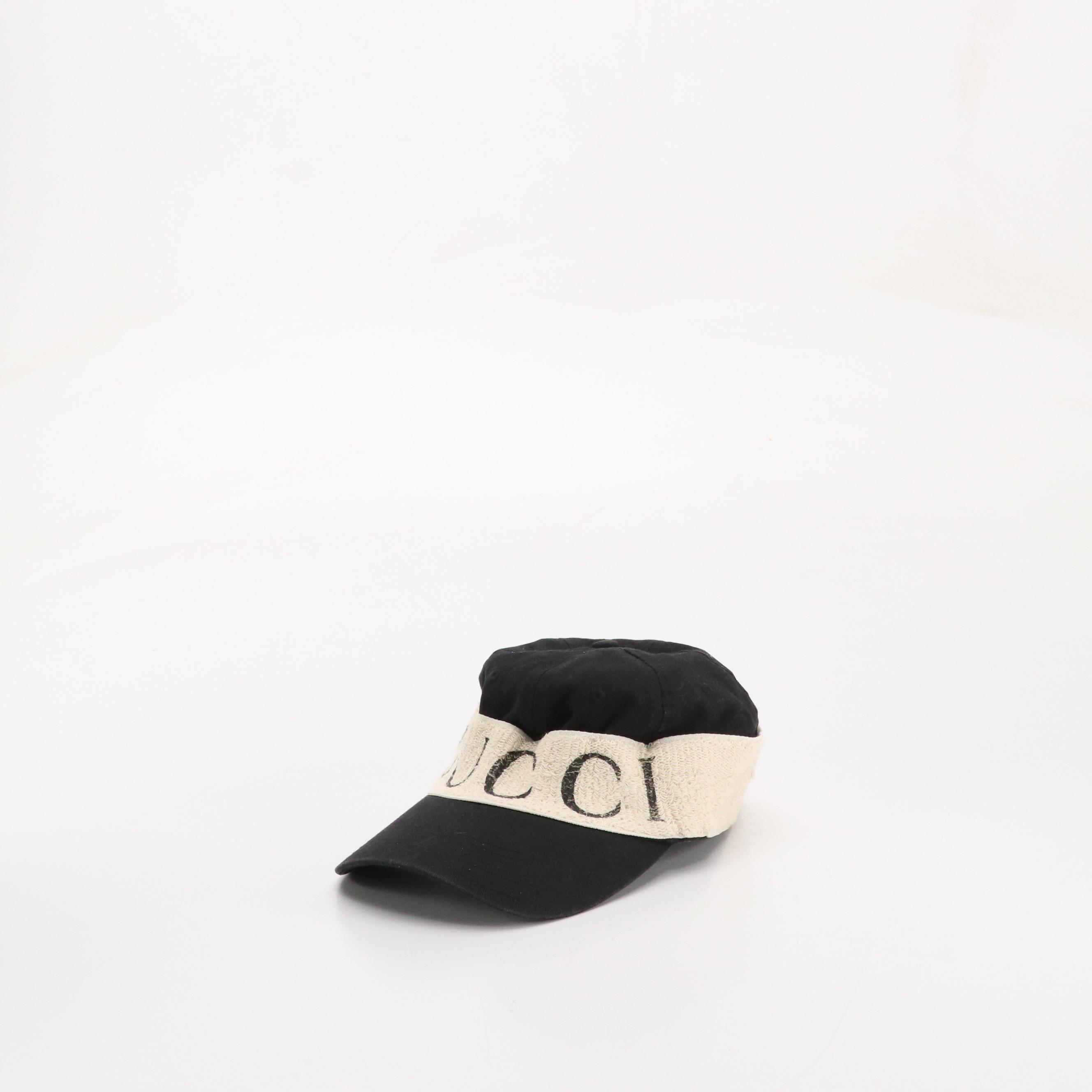 Gucci Gabardina Trim Canvas Baseball Hat in Black and White