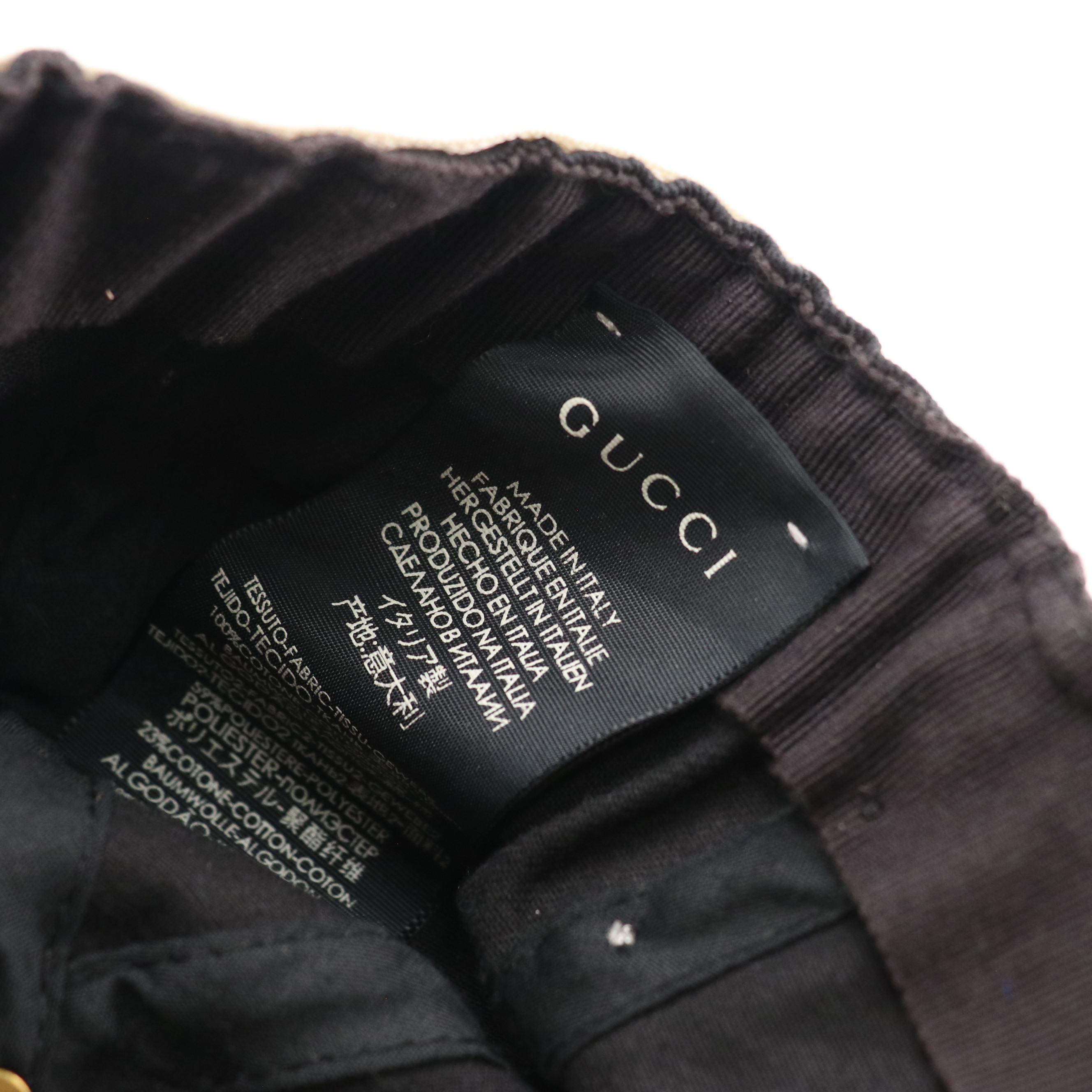 Gucci Gabardina Trim Canvas Baseball Hat in Black and White