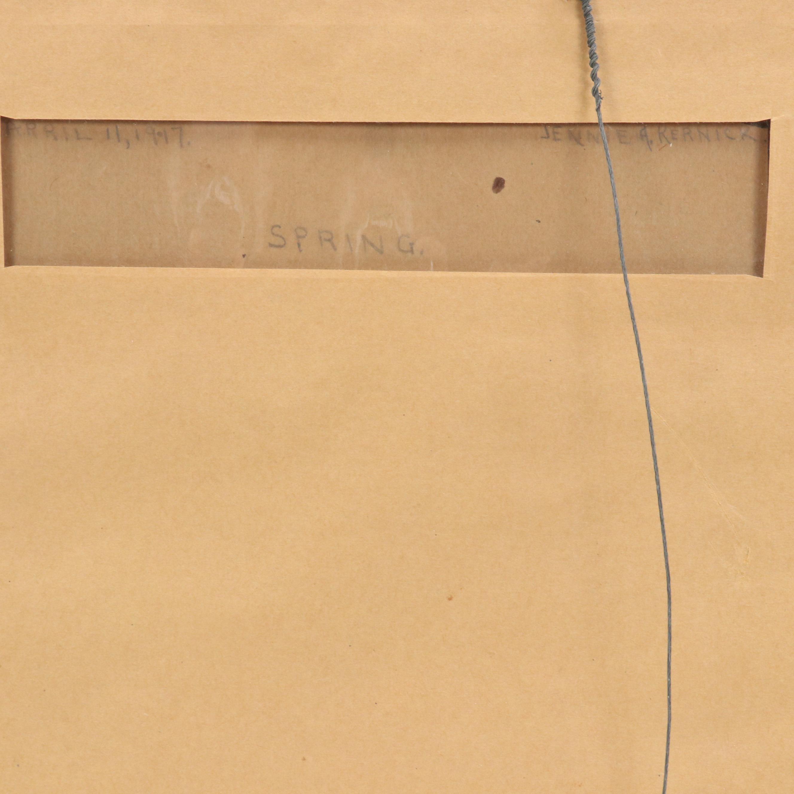 Jennie A. Kernick Watercolor Painting of Children Playing "Spring," 1997