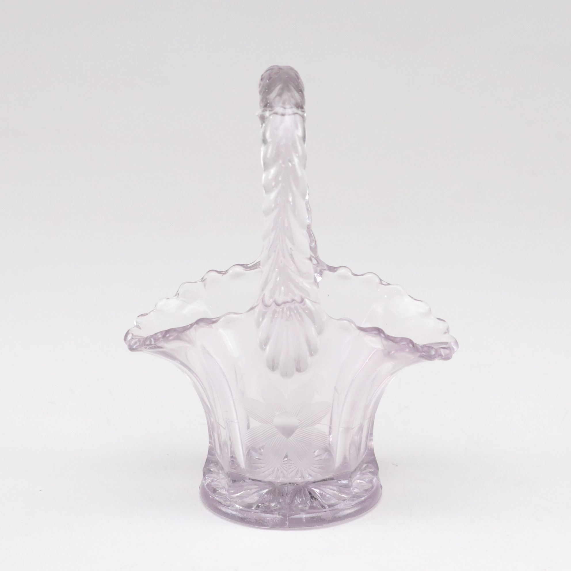 Fenton White Opalescent Glass Pedestal Dish with Etched Glass Basket and More