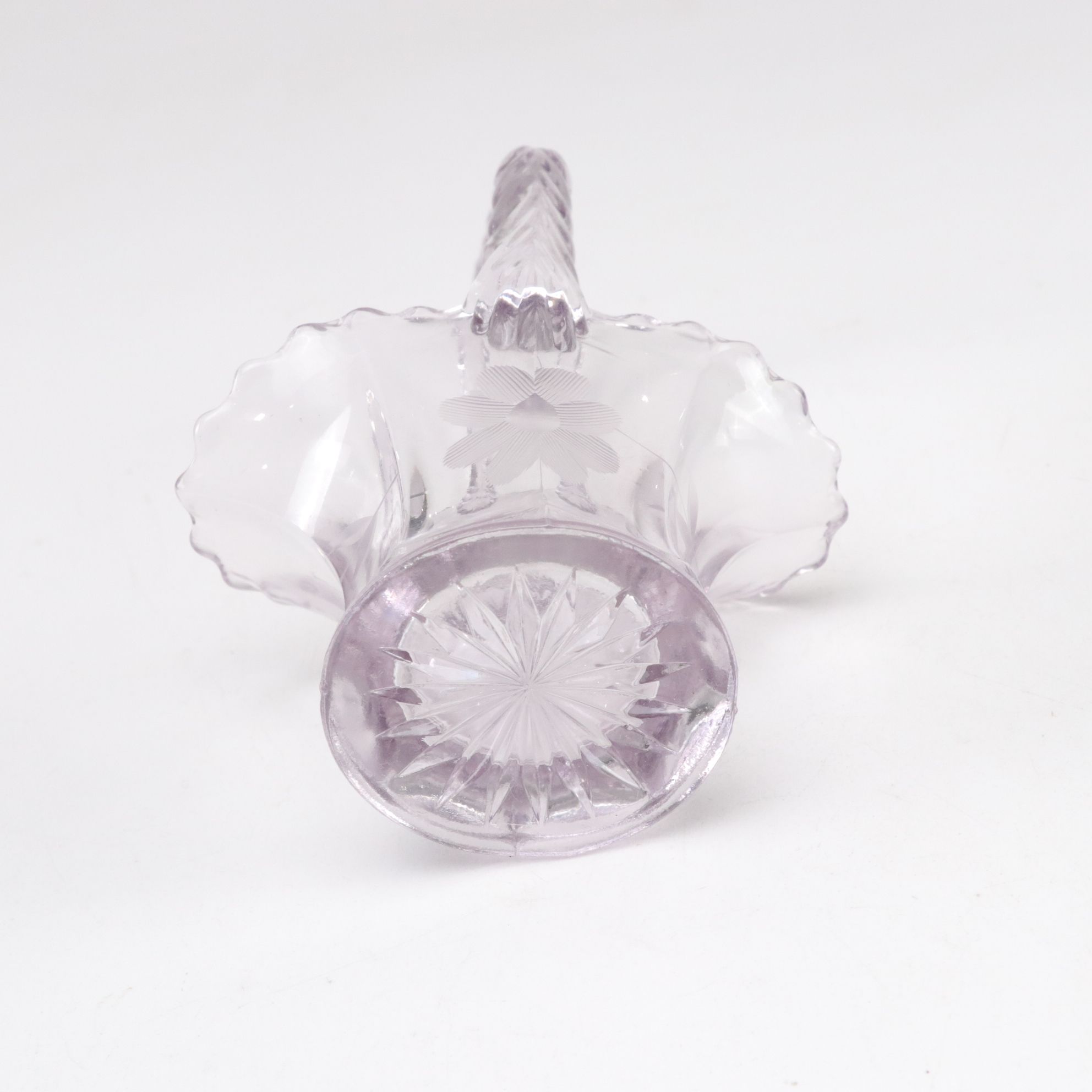 Fenton White Opalescent Glass Pedestal Dish with Etched Glass Basket and More