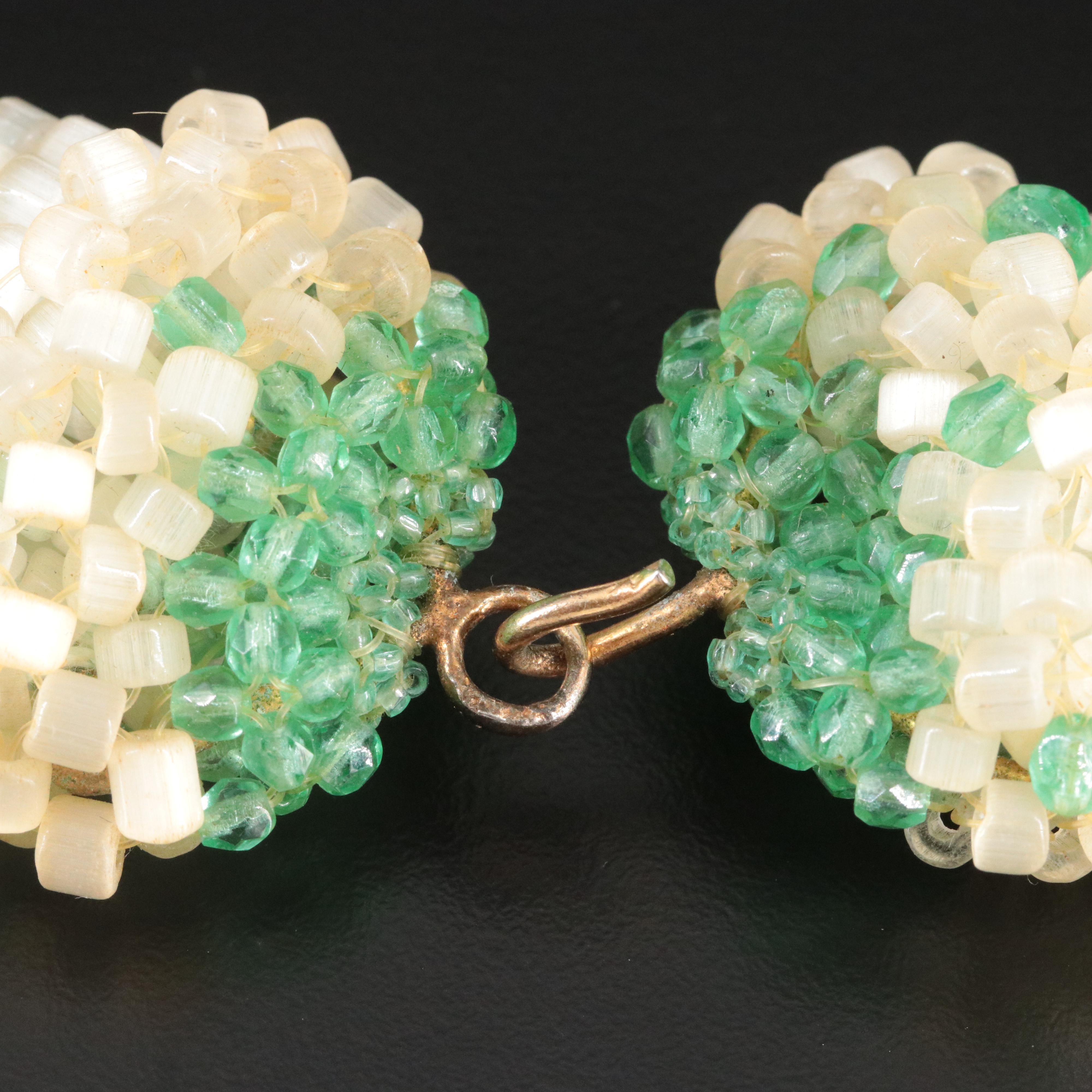 Rock Crystal and Glass Bead Necklace and Drop Earrings