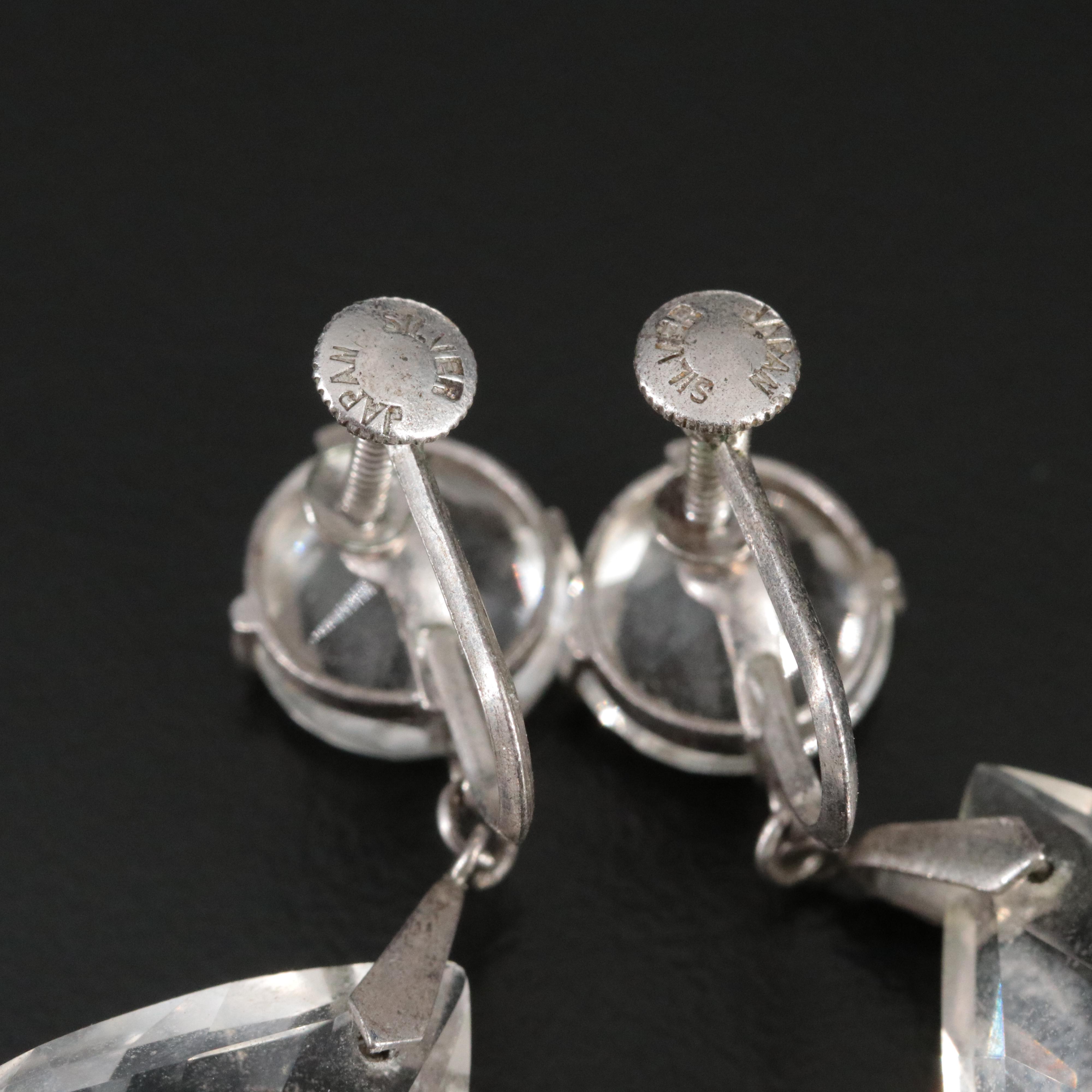 Rock Crystal and Glass Bead Necklace and Drop Earrings