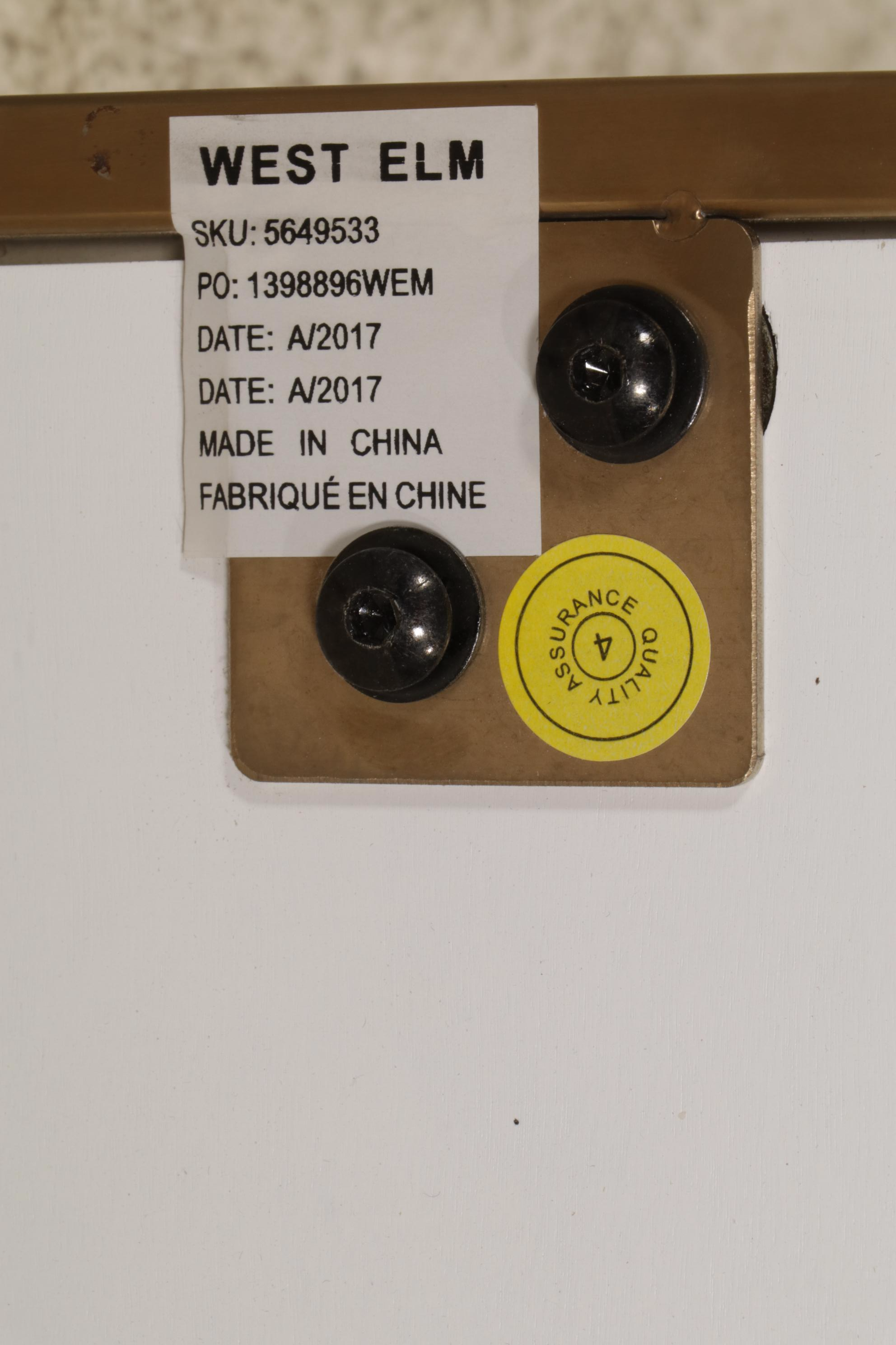 Pair of Contemporary West Elm Travertine-Top Side Tables, 2017