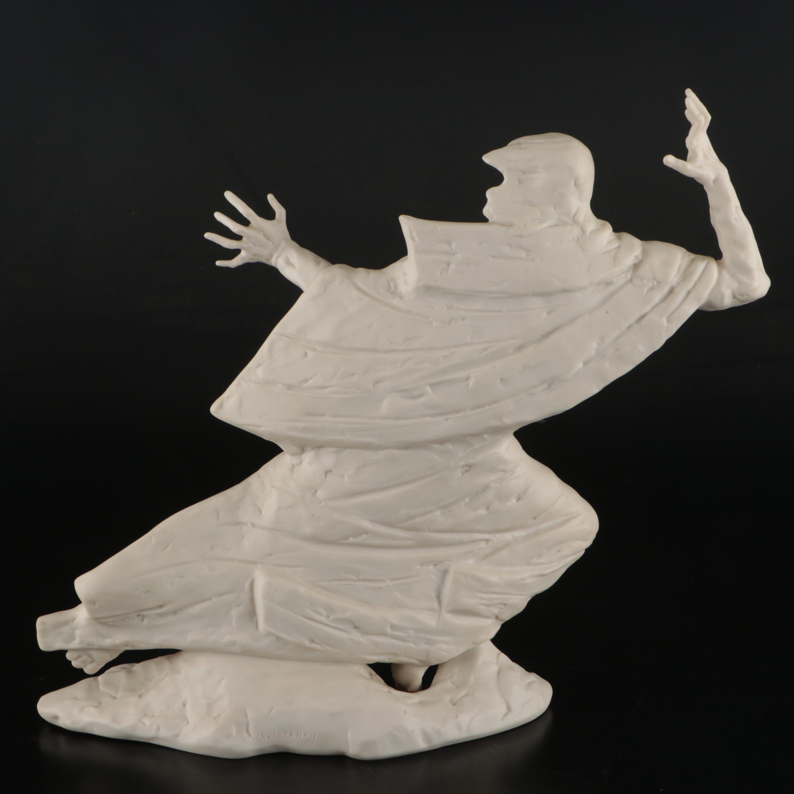 Laszlo Ispanky Bisque Porcelain Moses Sculpture "Storm," 1975