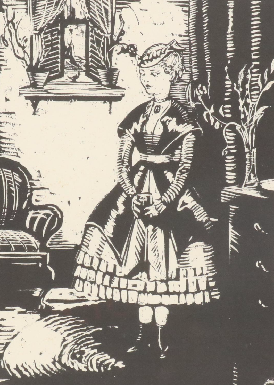 Iver Rose Woodcut of Young Girl