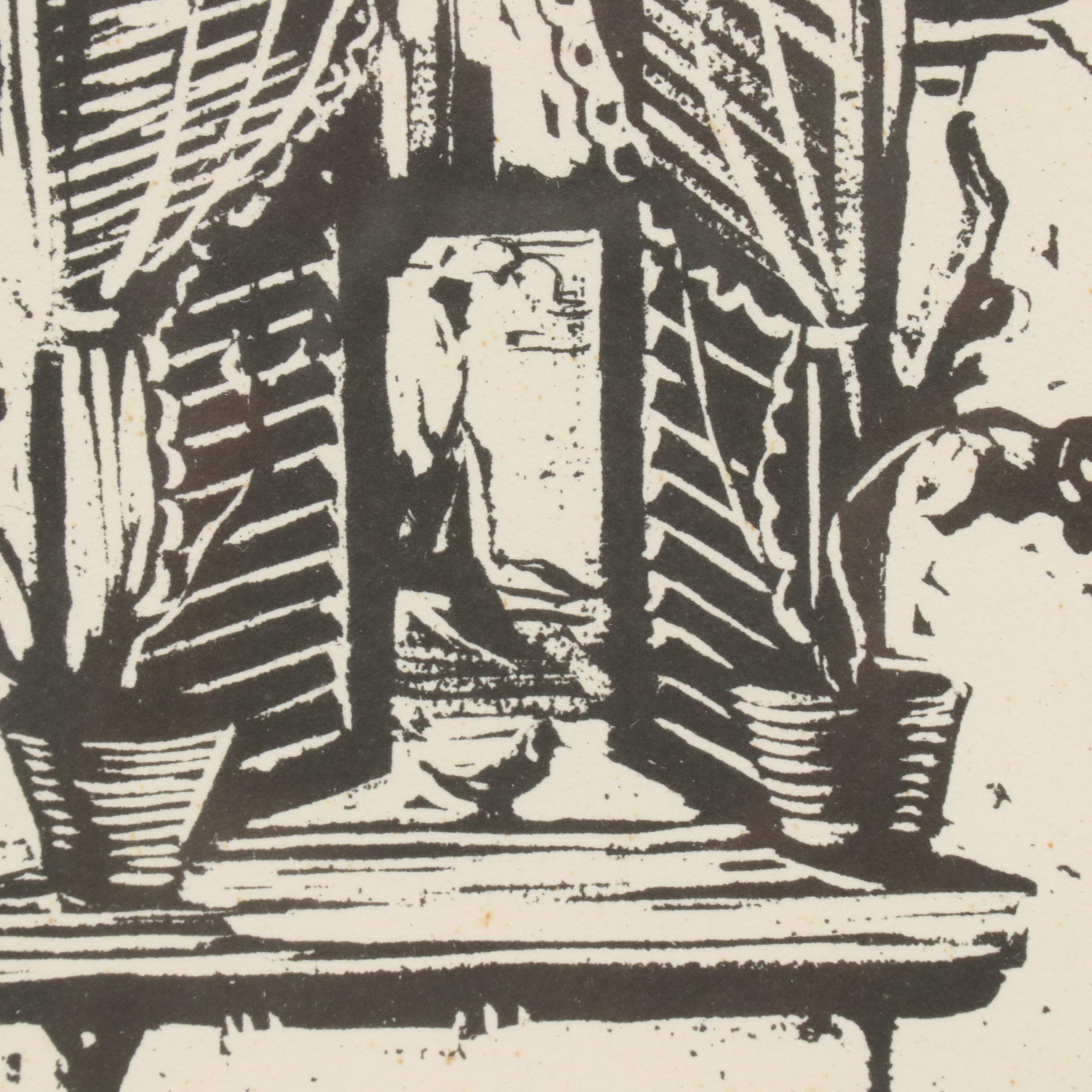 Iver Rose Woodcut of Young Girl