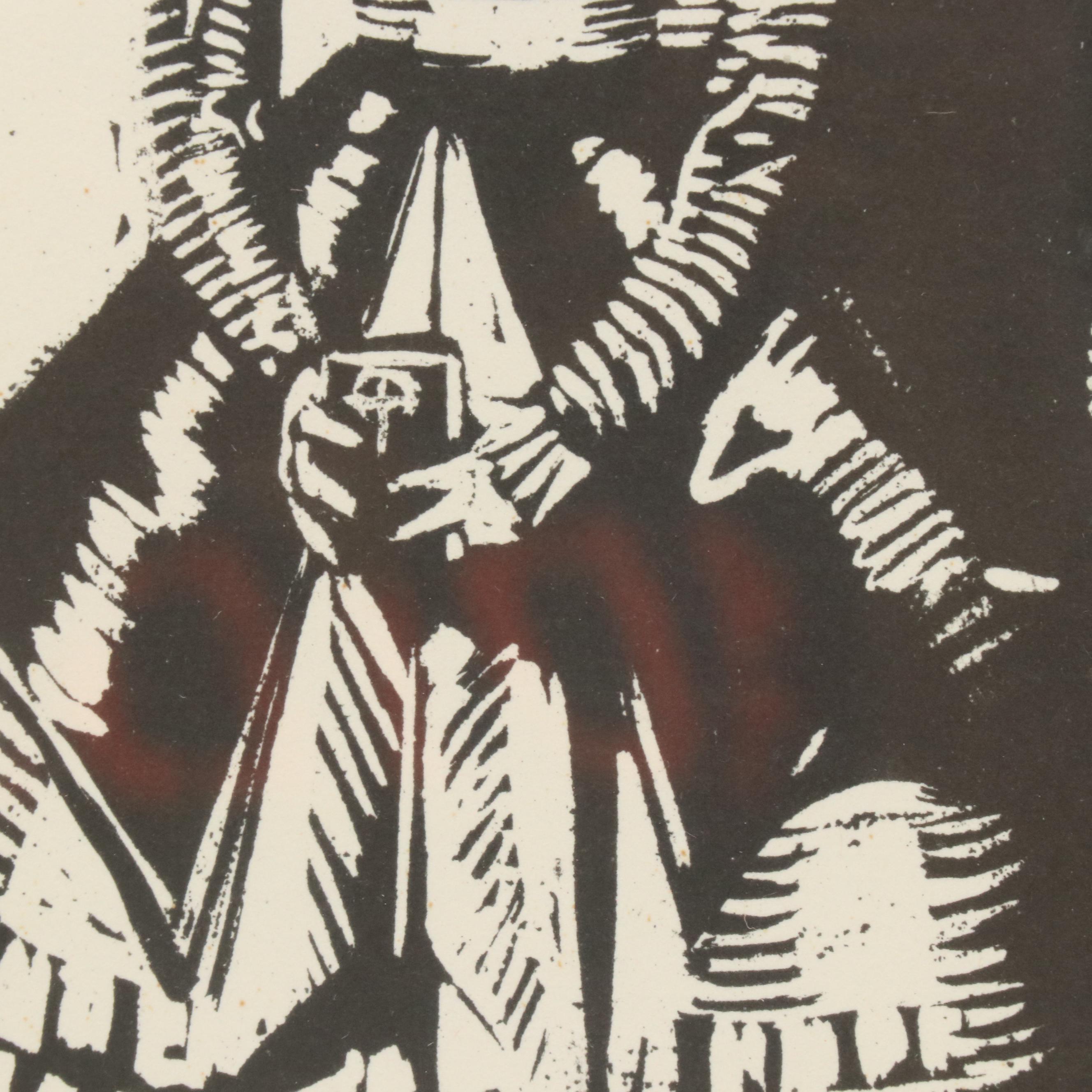 Iver Rose Woodcut of Young Girl