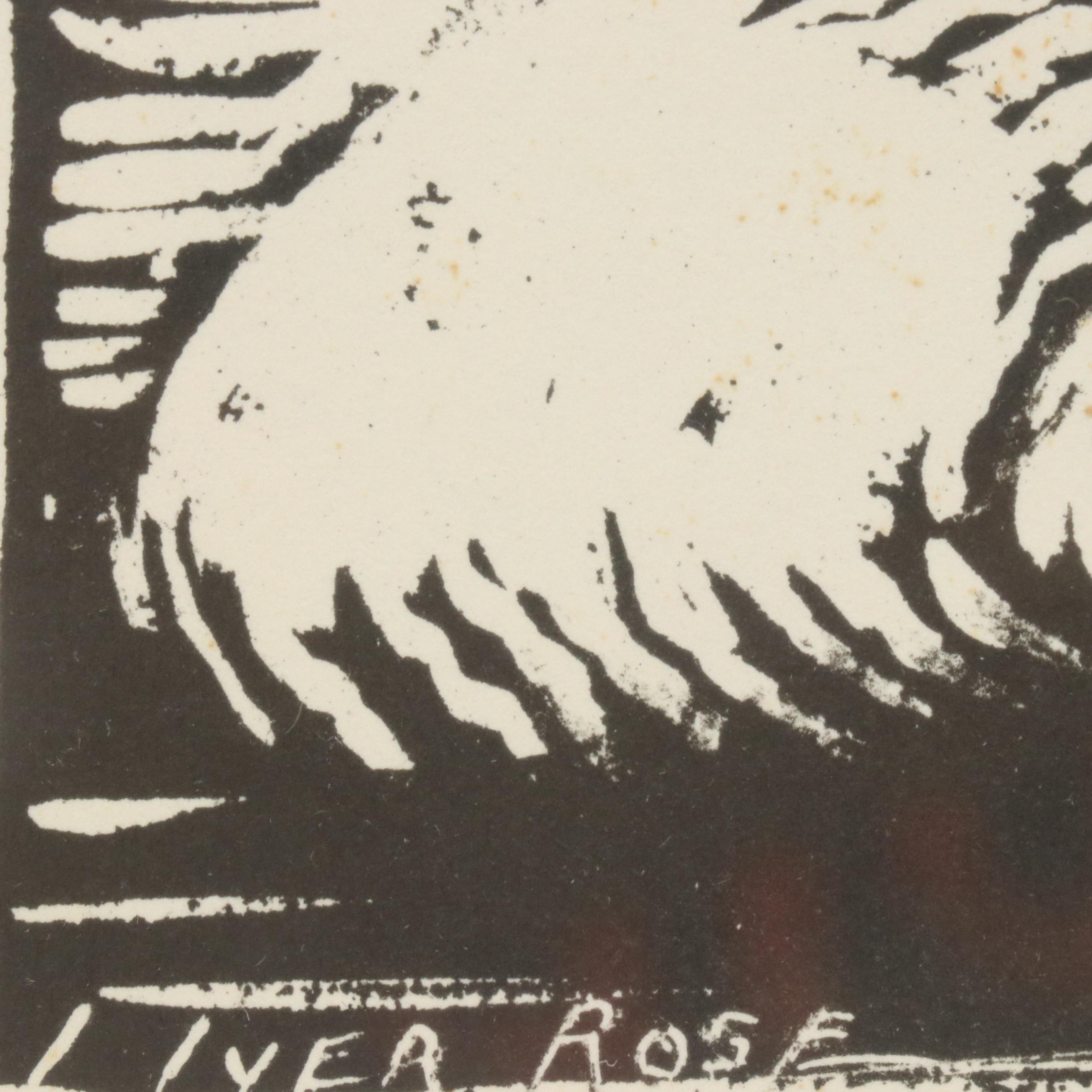 Iver Rose Woodcut of Young Girl