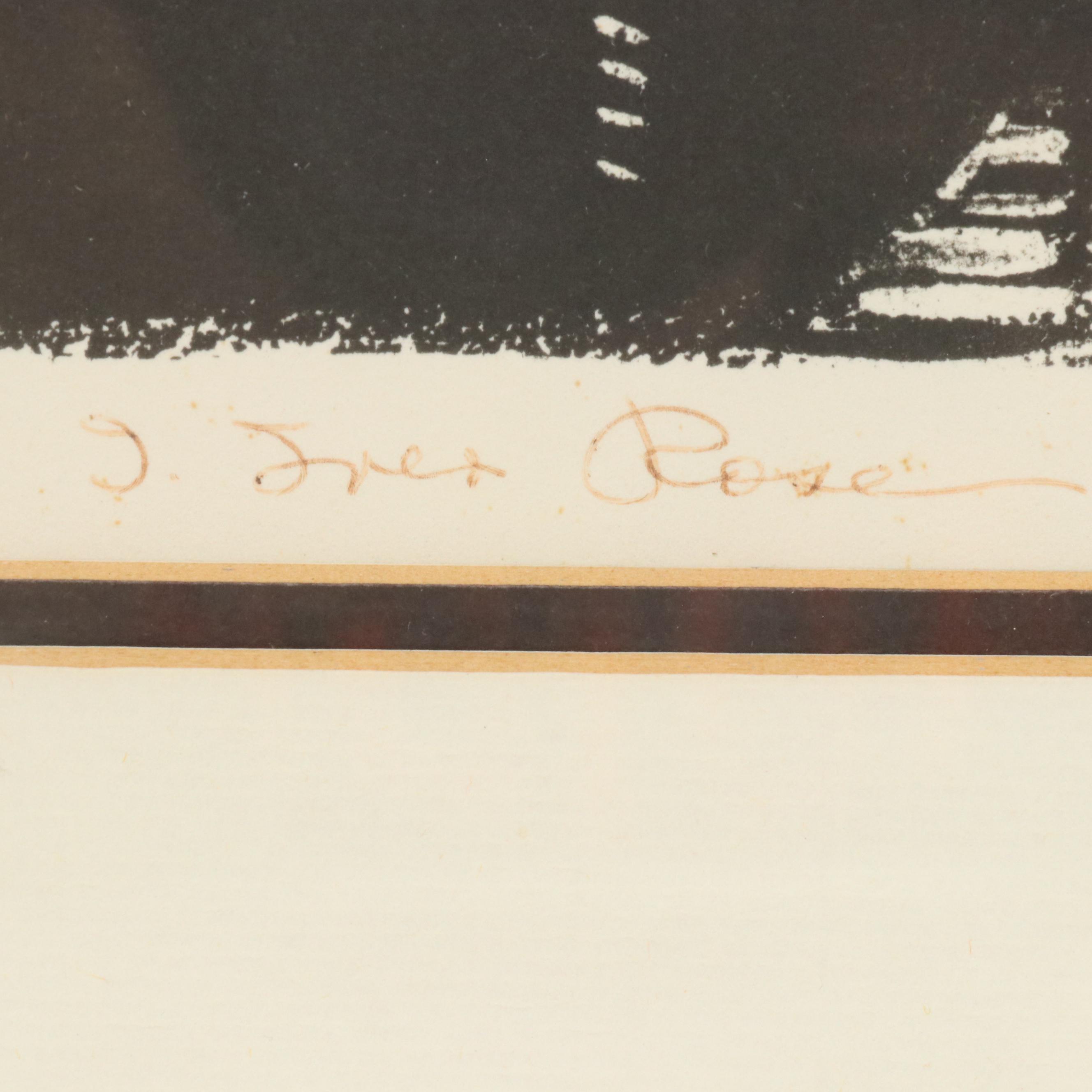 Iver Rose Woodcut of Young Girl