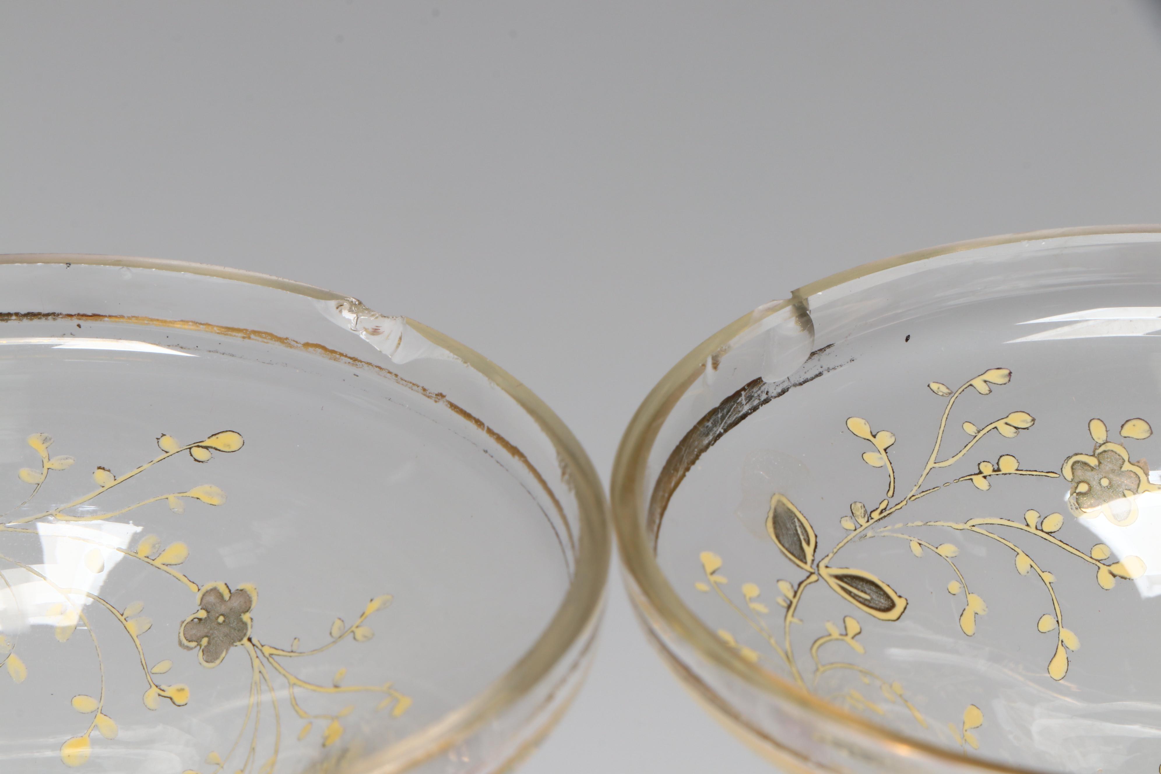 Moser Style Cranberry Gilt Enamel Goblets