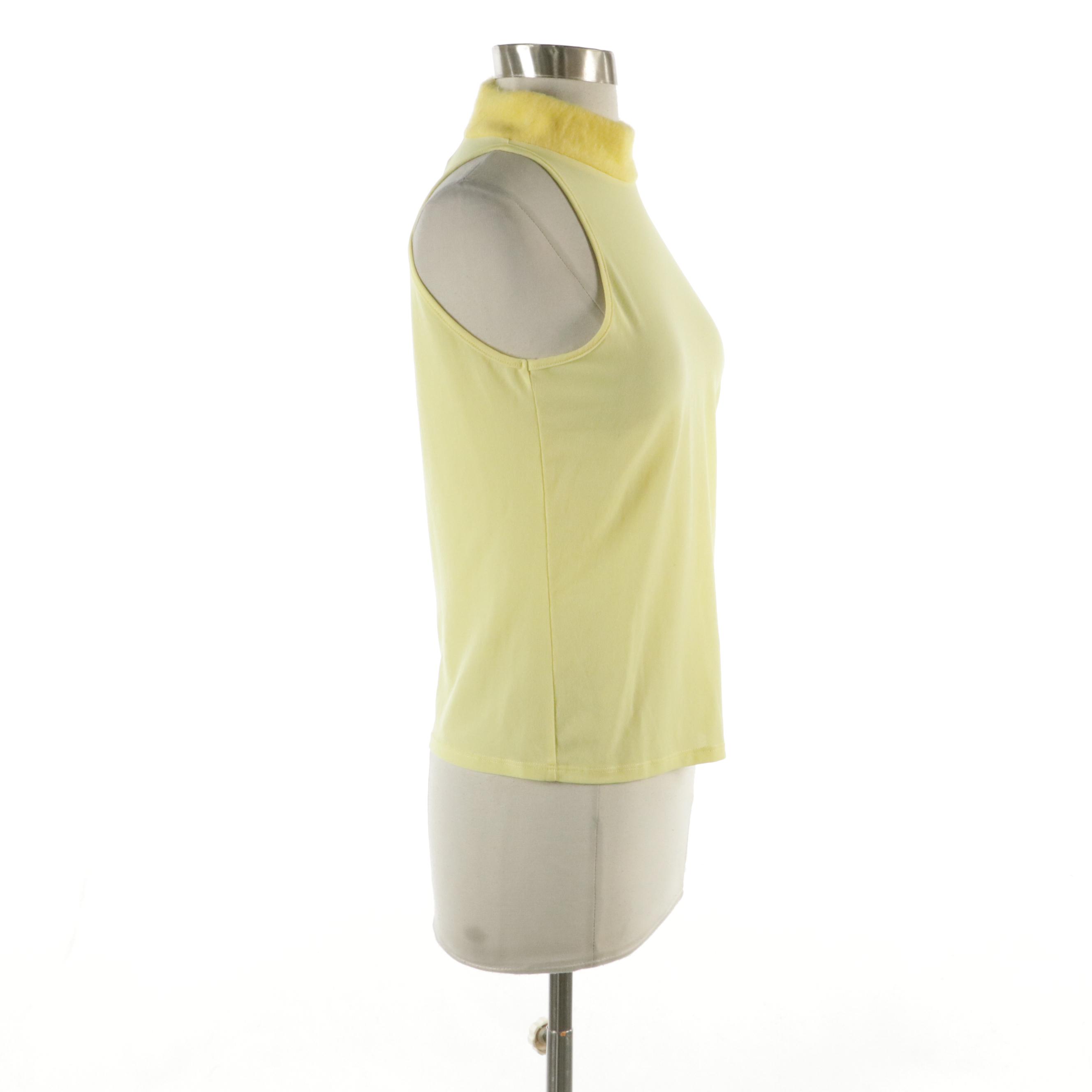 Versace Jeans Couture Butter Yellow Nylon Knit Halter Top