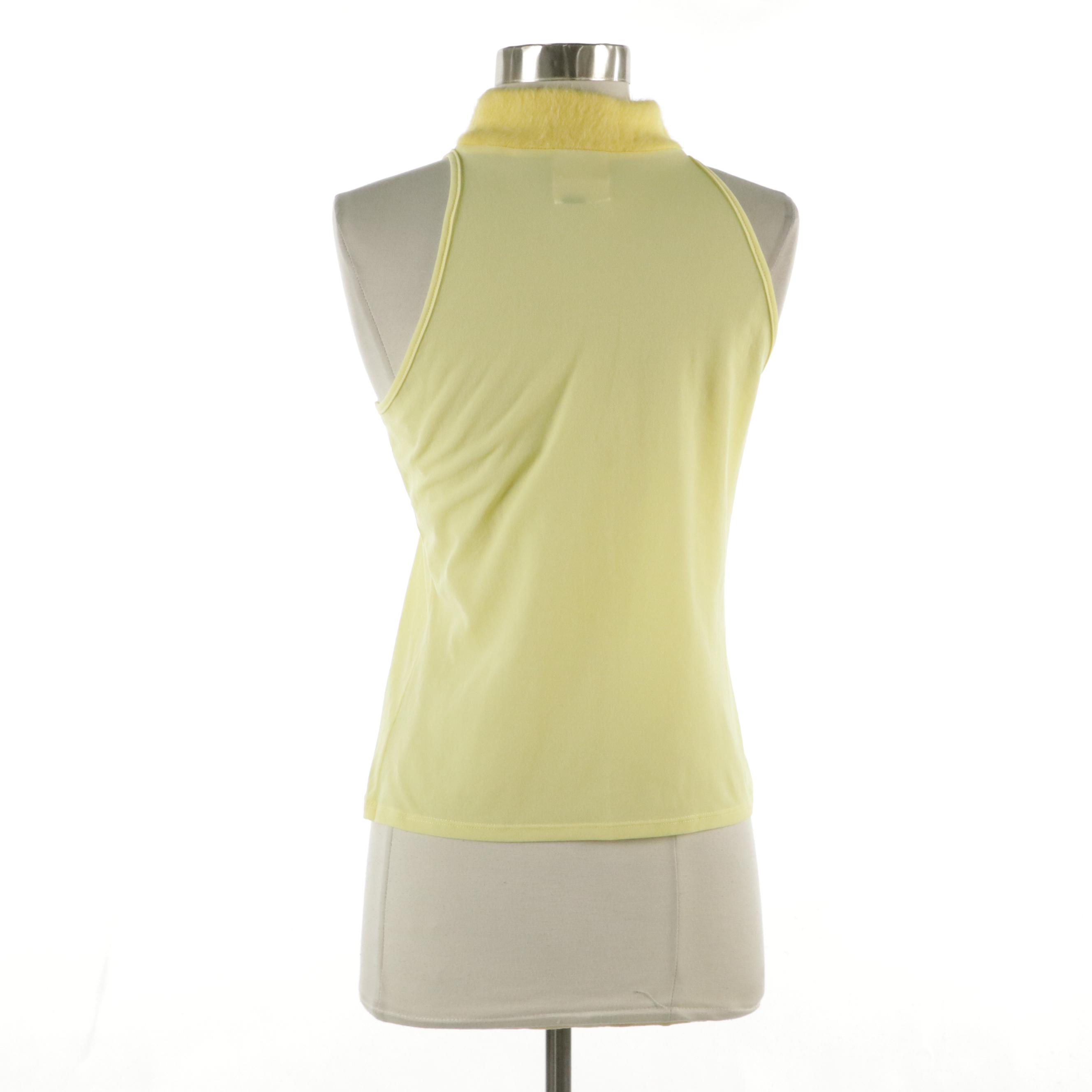 Versace Jeans Couture Butter Yellow Nylon Knit Halter Top