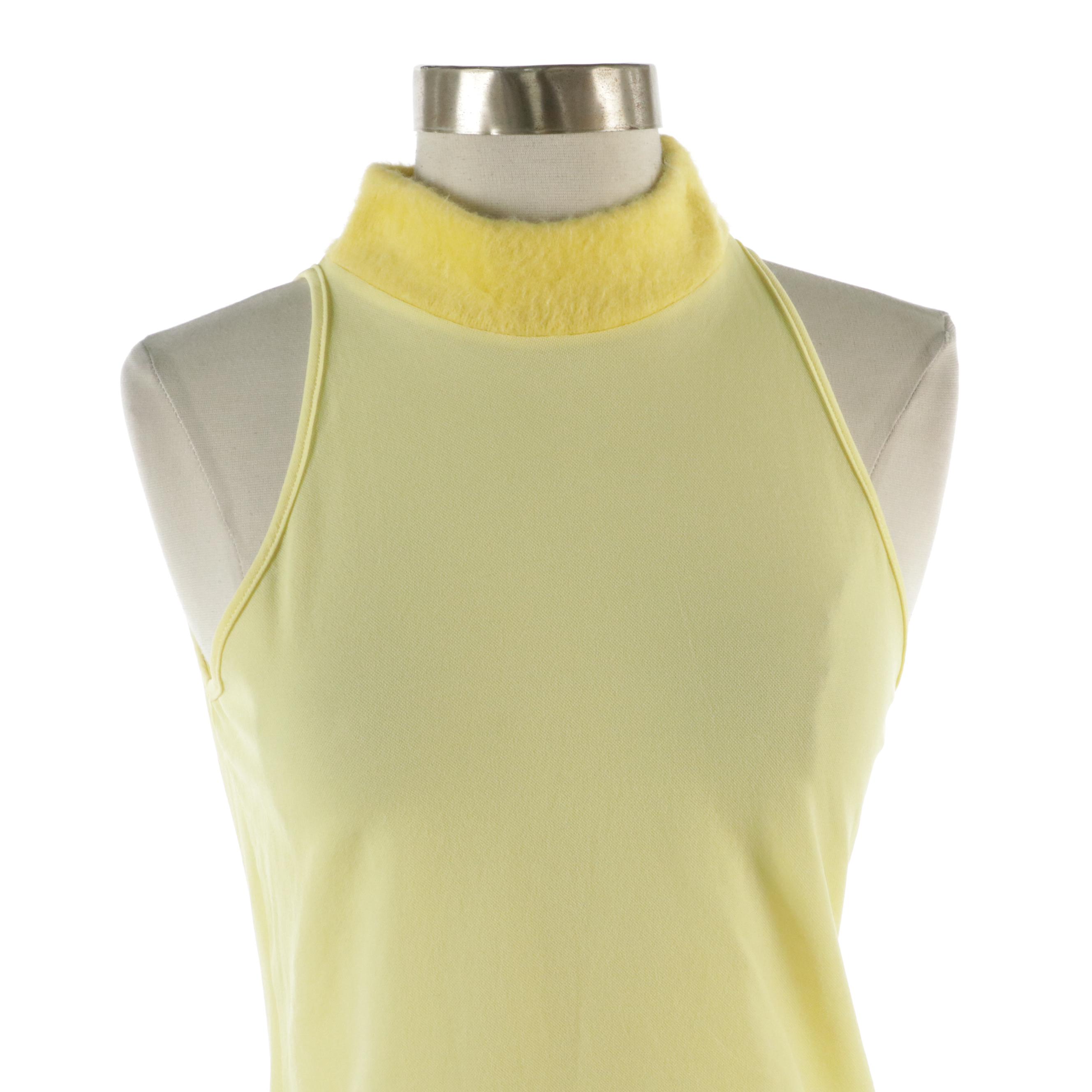 Versace Jeans Couture Butter Yellow Nylon Knit Halter Top