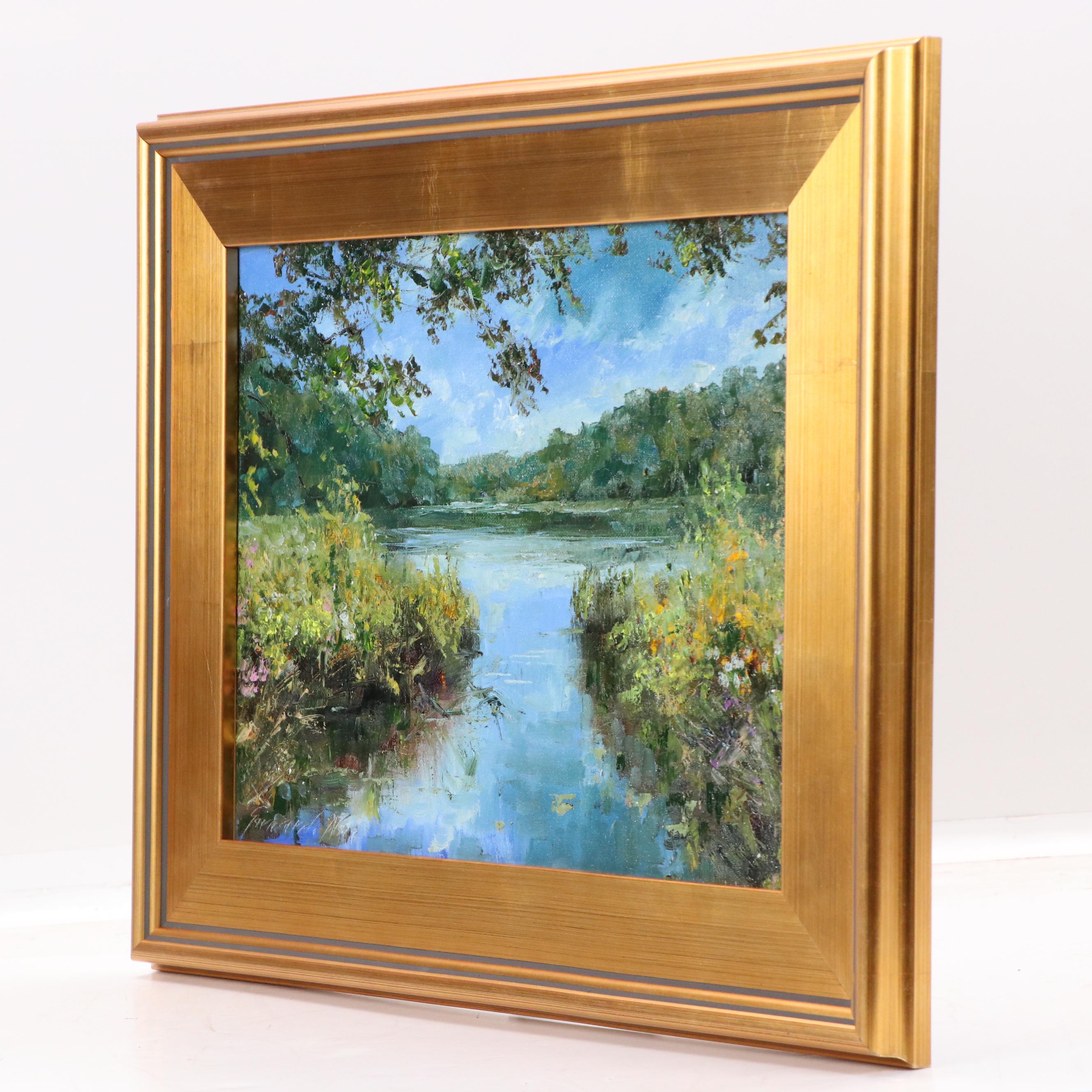 Garncarek Aleksander Pond Landscape Oil Painting, 2025