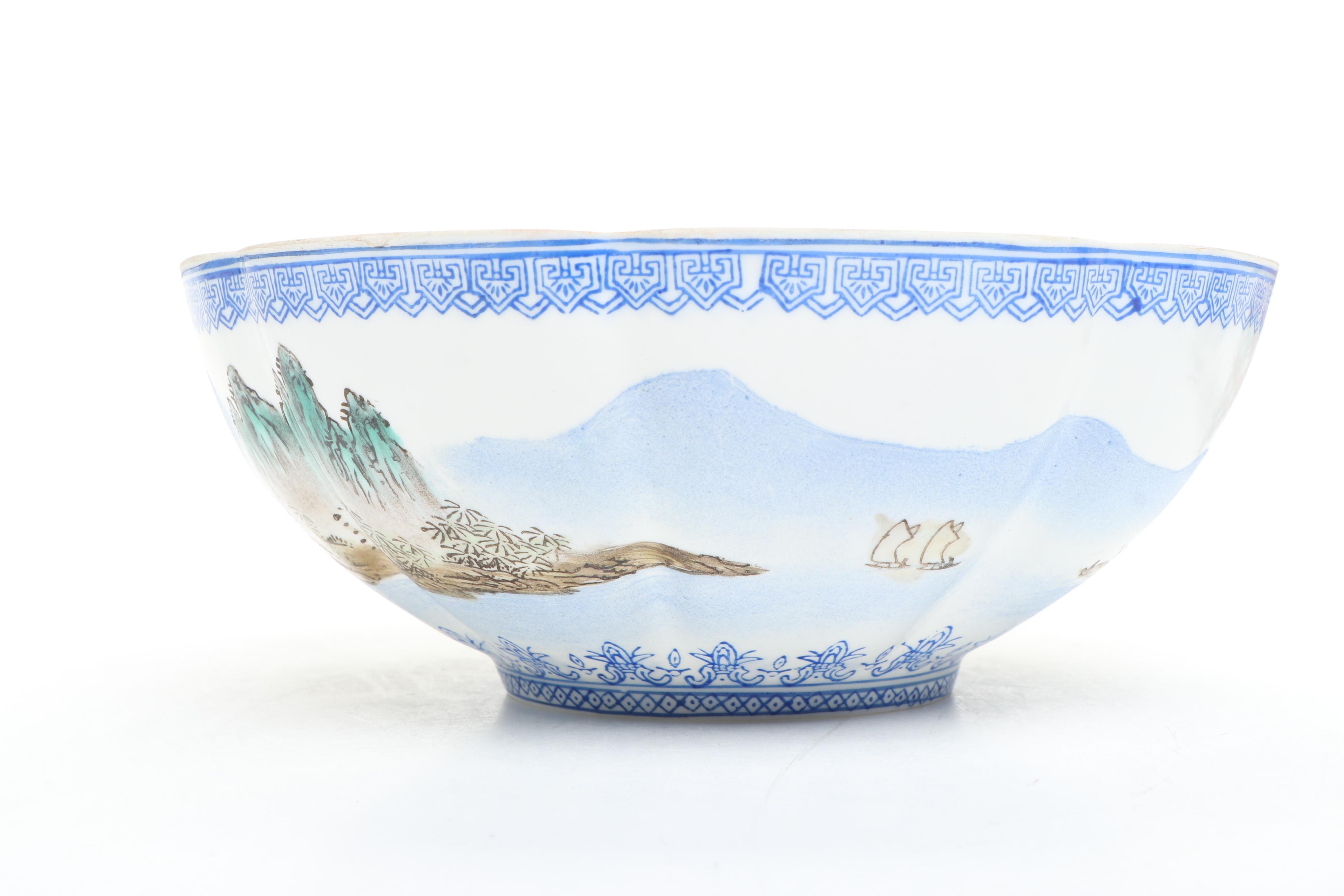 Chinese Porcelain 1000 Flowers Vase with Egg Shell Bowls and More