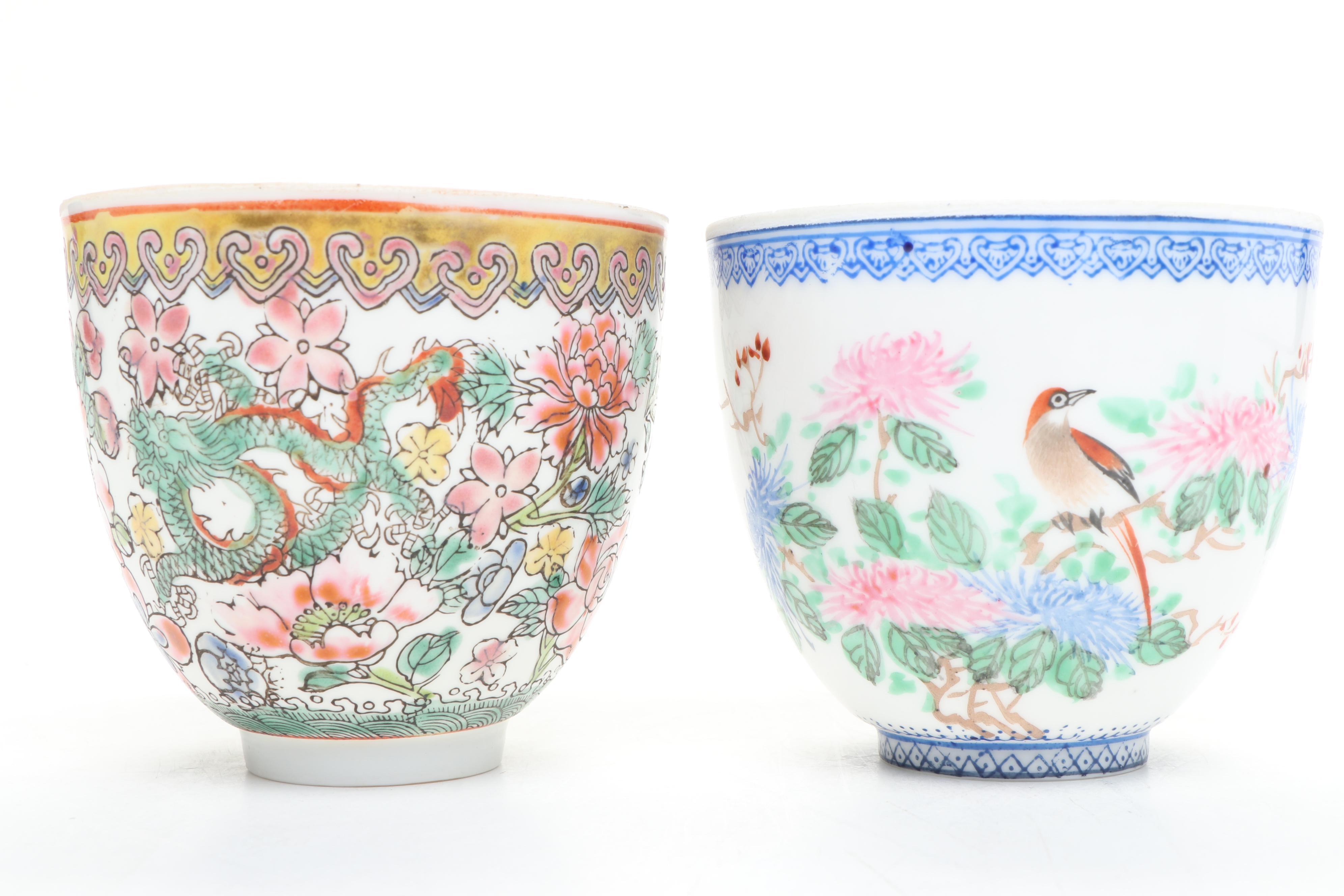Chinese Porcelain 1000 Flowers Vase with Egg Shell Bowls and More