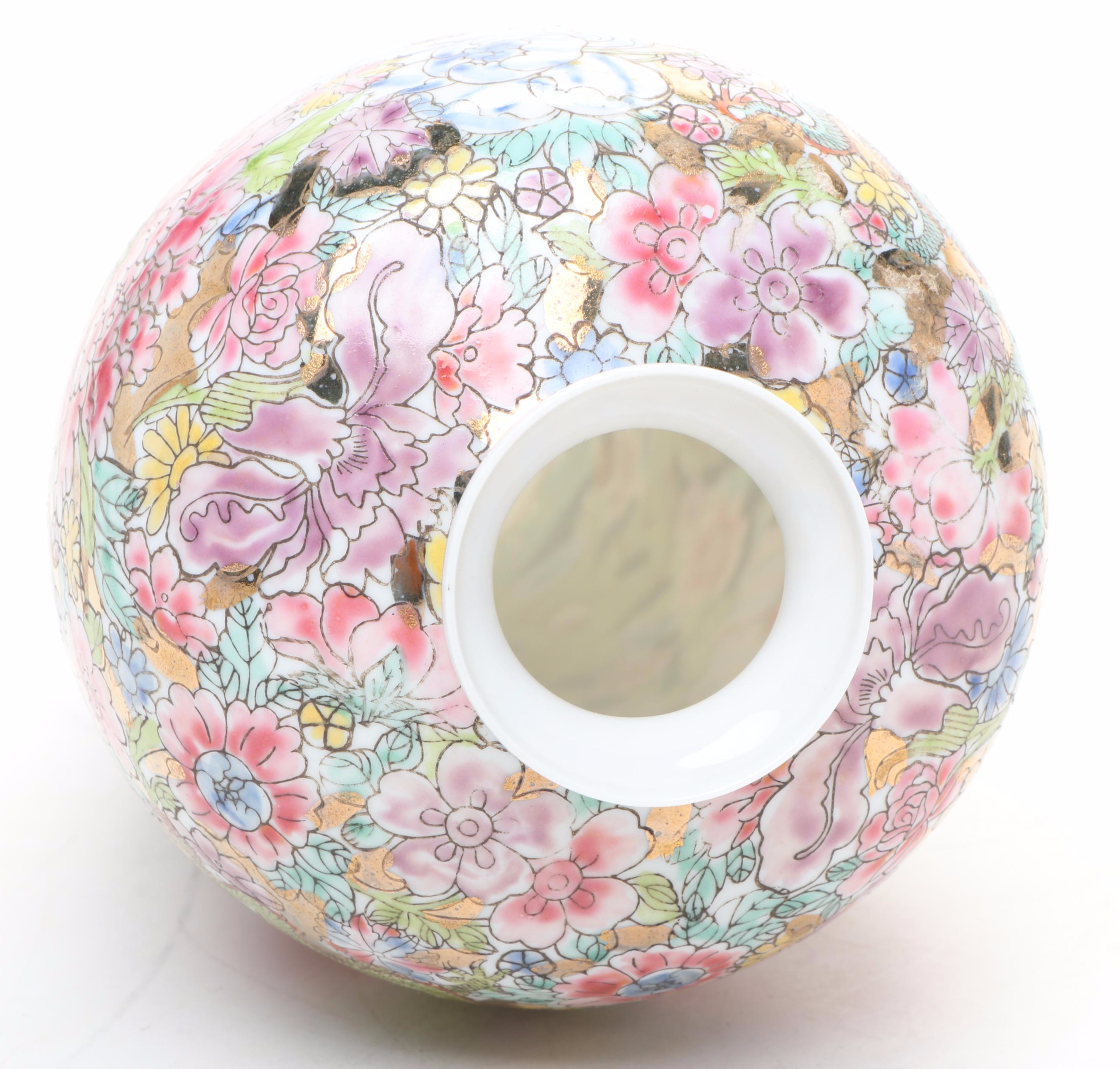 Chinese Porcelain 1000 Flowers Vase with Egg Shell Bowls and More