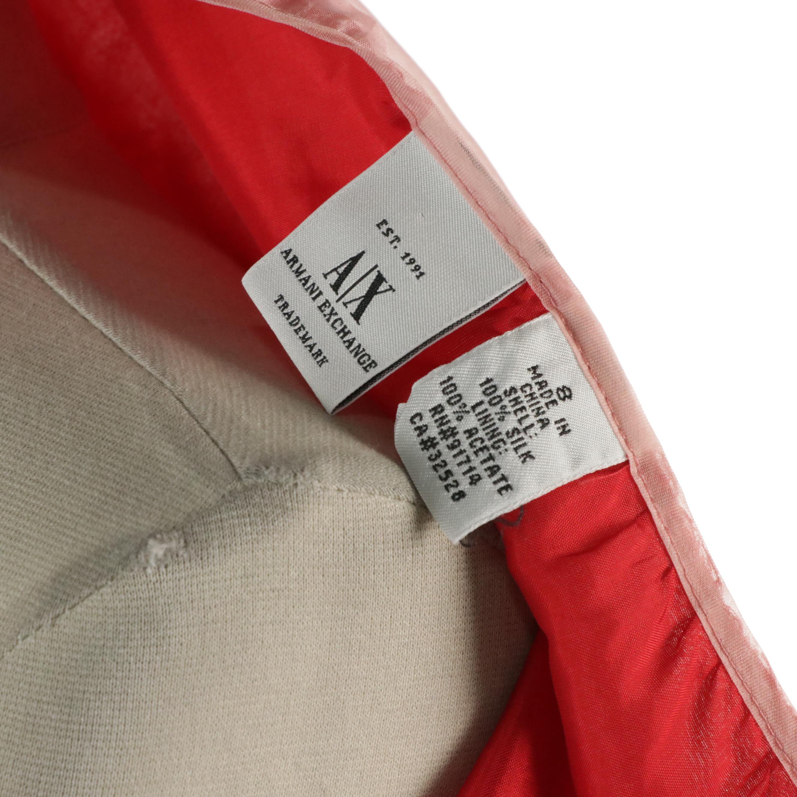 Armani Exchange Foliate Print Silk Skirt with Tie Strap